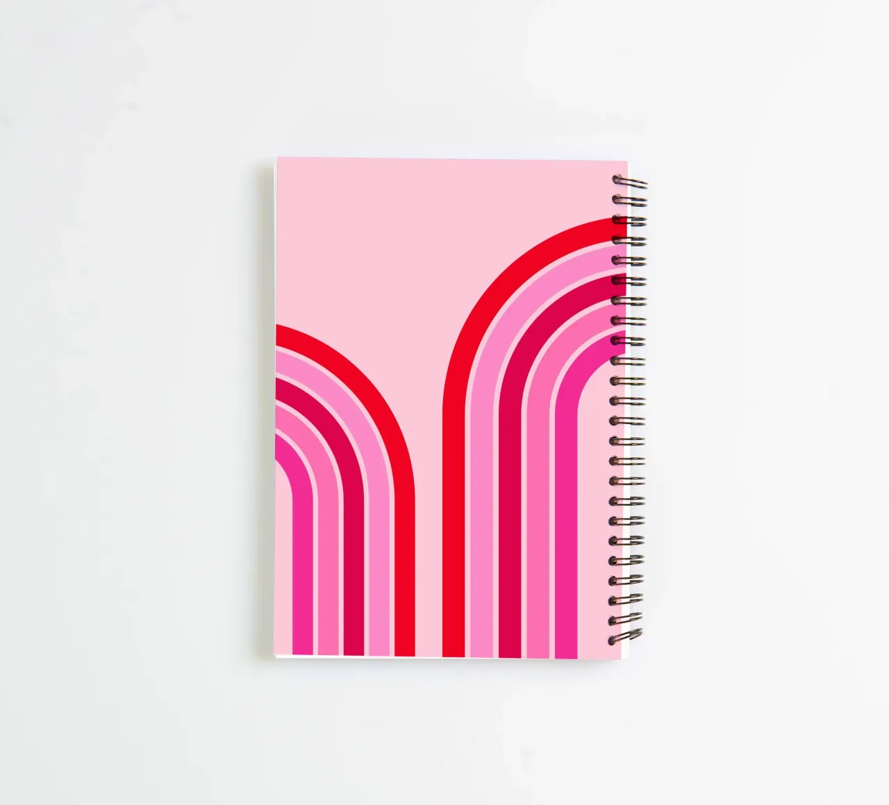 Retro Rainbow Curve Abstract in Pink and Red Tones spiral notebook by The Art Club