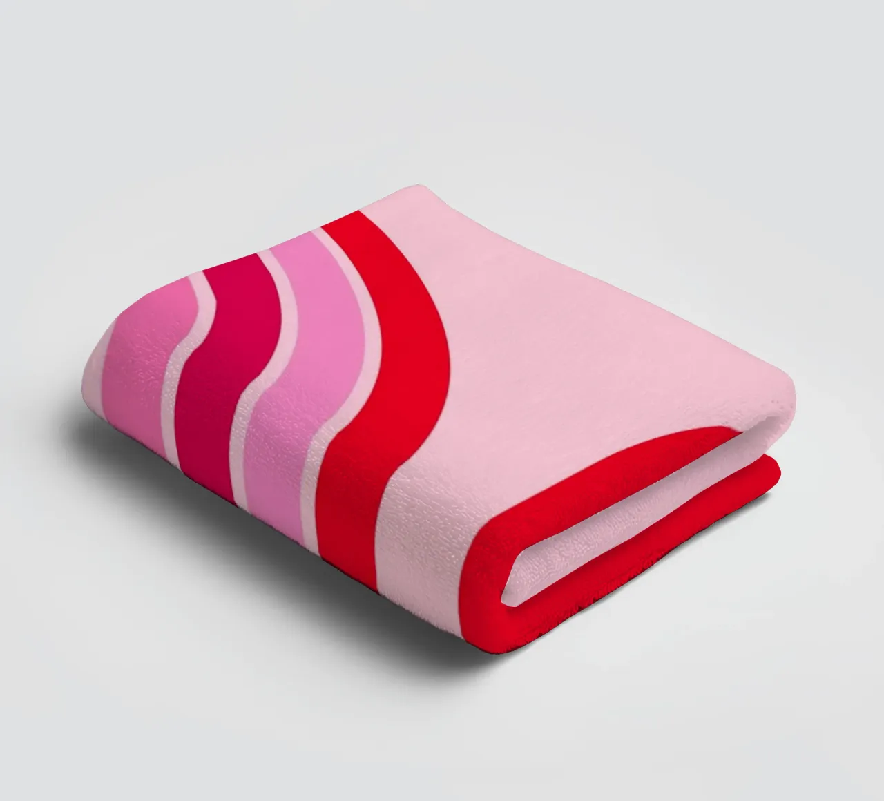 Retro Rainbow Curve Abstract in Pink and Red Tones towel by The Art Club