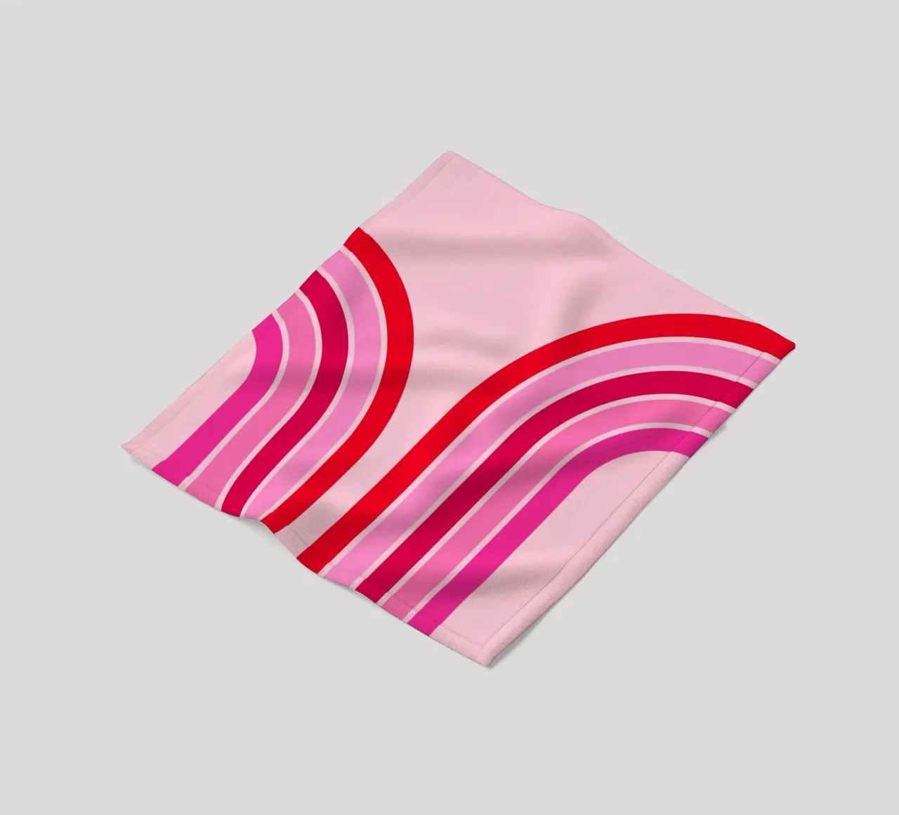 Retro Regenboog Curve Abstract in Roze en Rode Tinten fleecedeken van The Art Club