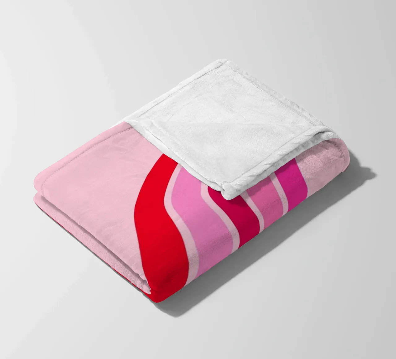Retro Regenboog Curve Abstract in Roze en Rode Tinten fleecedeken van The Art Club