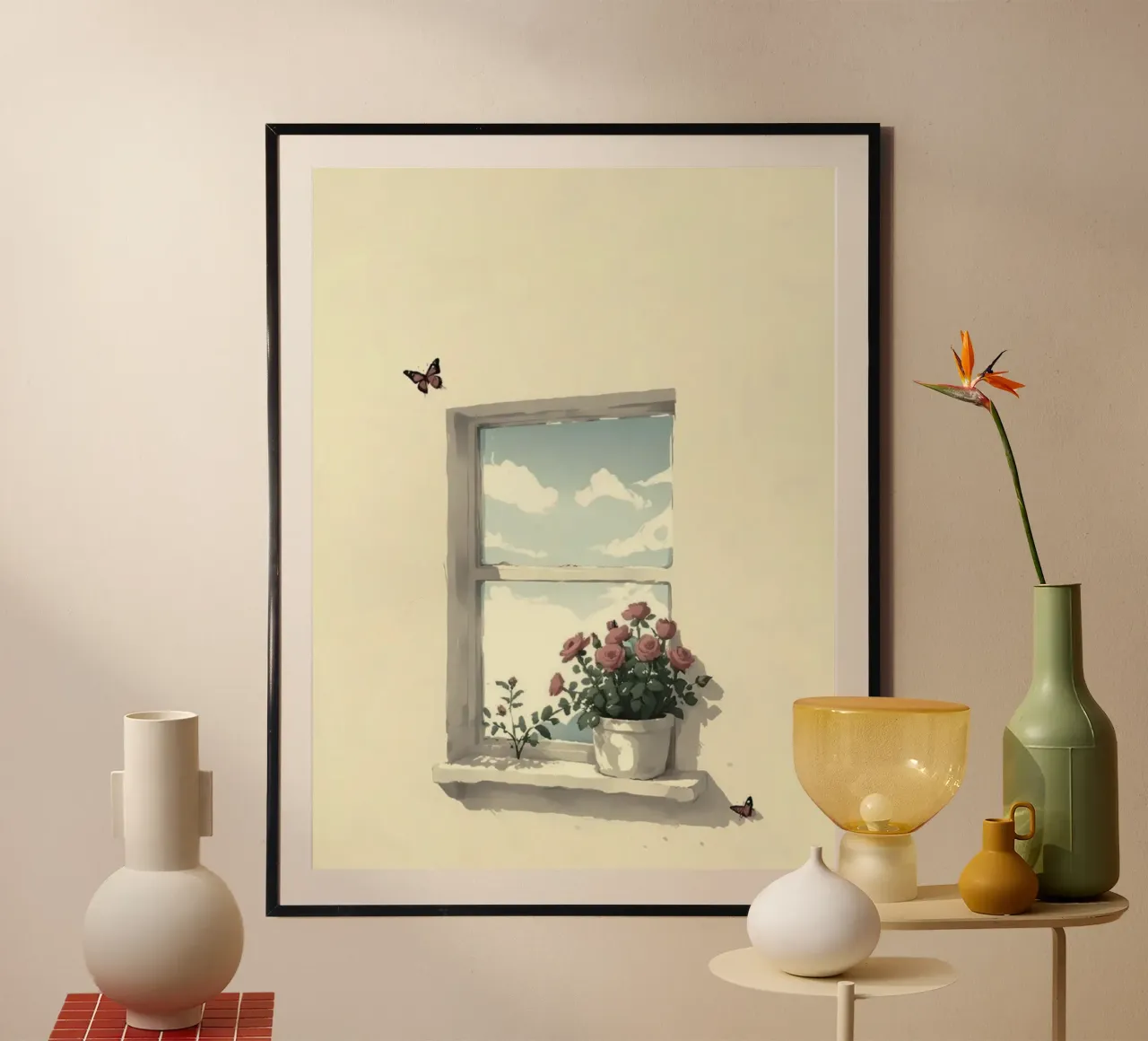 window flowers plant poster avec cadre en aluminium de twillight