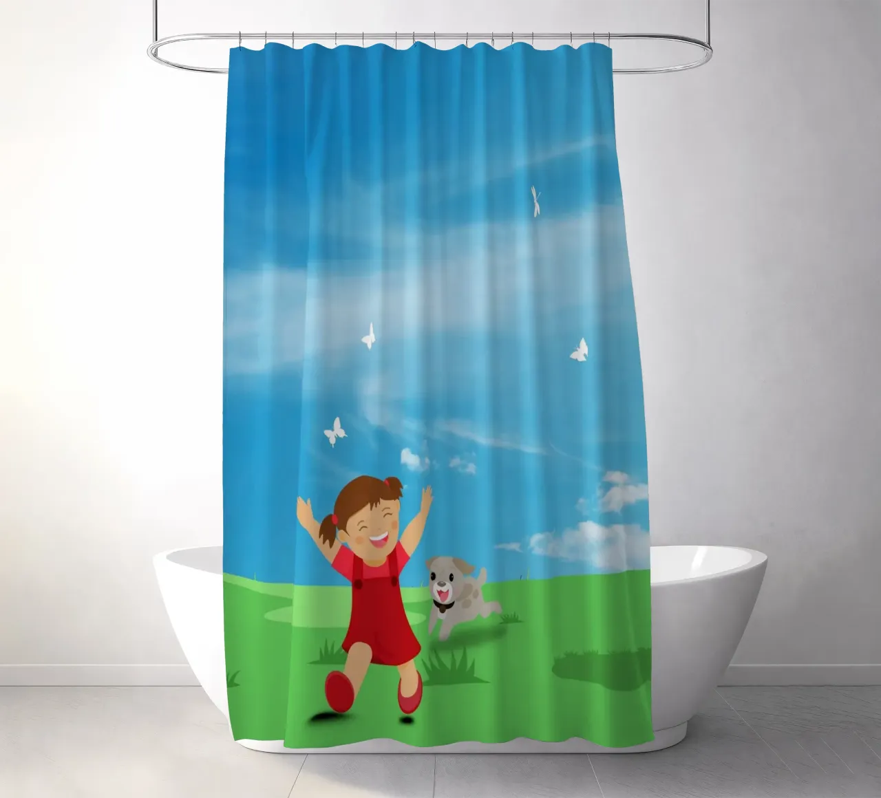 child playing puppy tenda da doccia da Creaton
