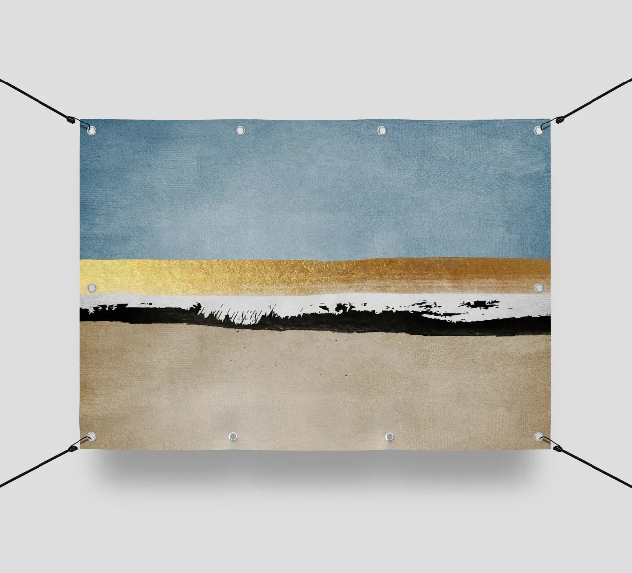 abstract waves with black brushstroke telo in pvc da vintageshop