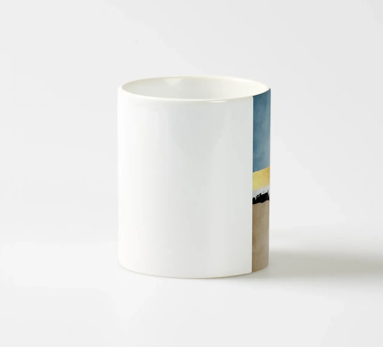abstract waves with black brushstroke tazza in ceramica da vintageshop