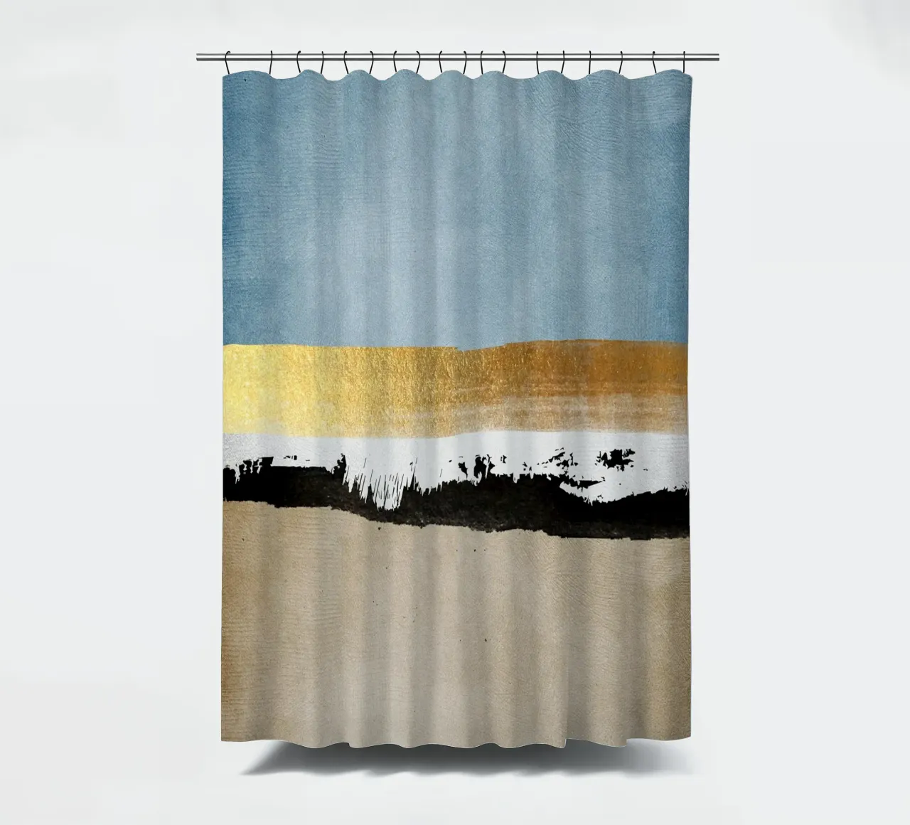 abstract waves with black brushstroke tenda da doccia da vintageshop