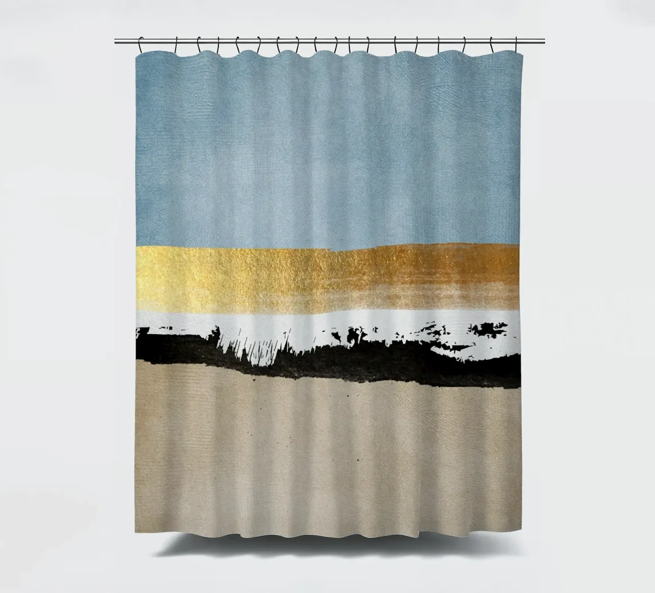 abstract waves with black brushstroke tenda da doccia da vintageshop