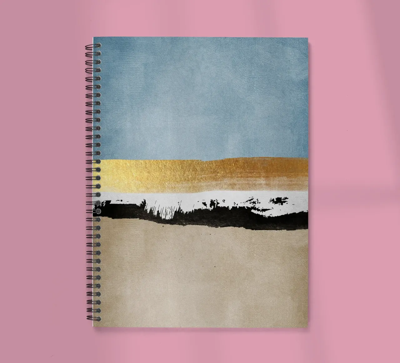 abstract waves with black brushstroke spiral notebook by vintageshop