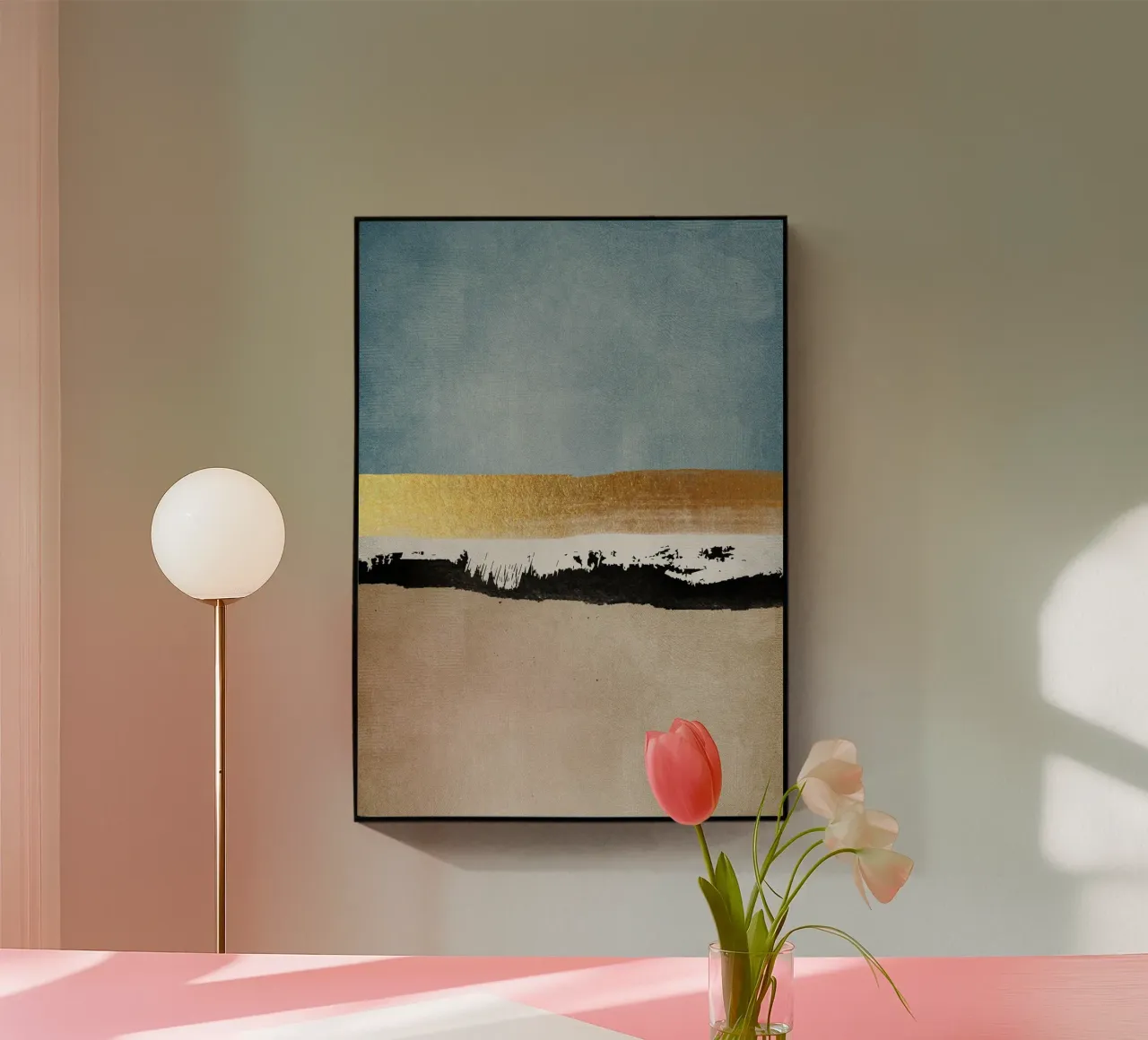 abstract waves with black brushstroke plexiglass da vintageshop