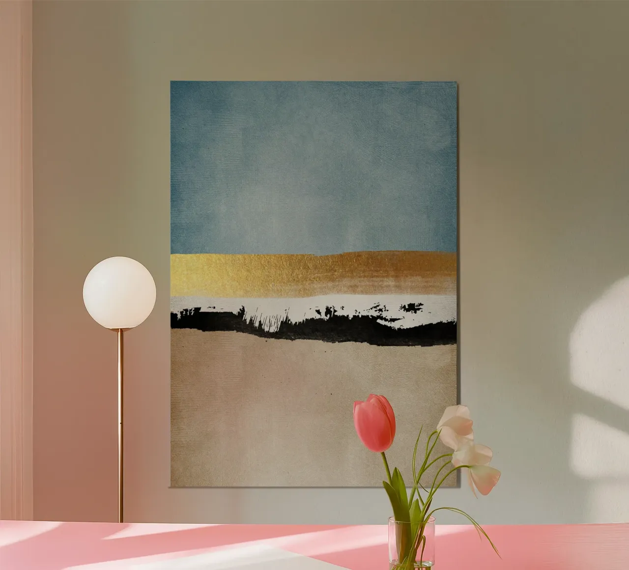 abstract waves with black brushstroke alluminio dibond da vintageshop