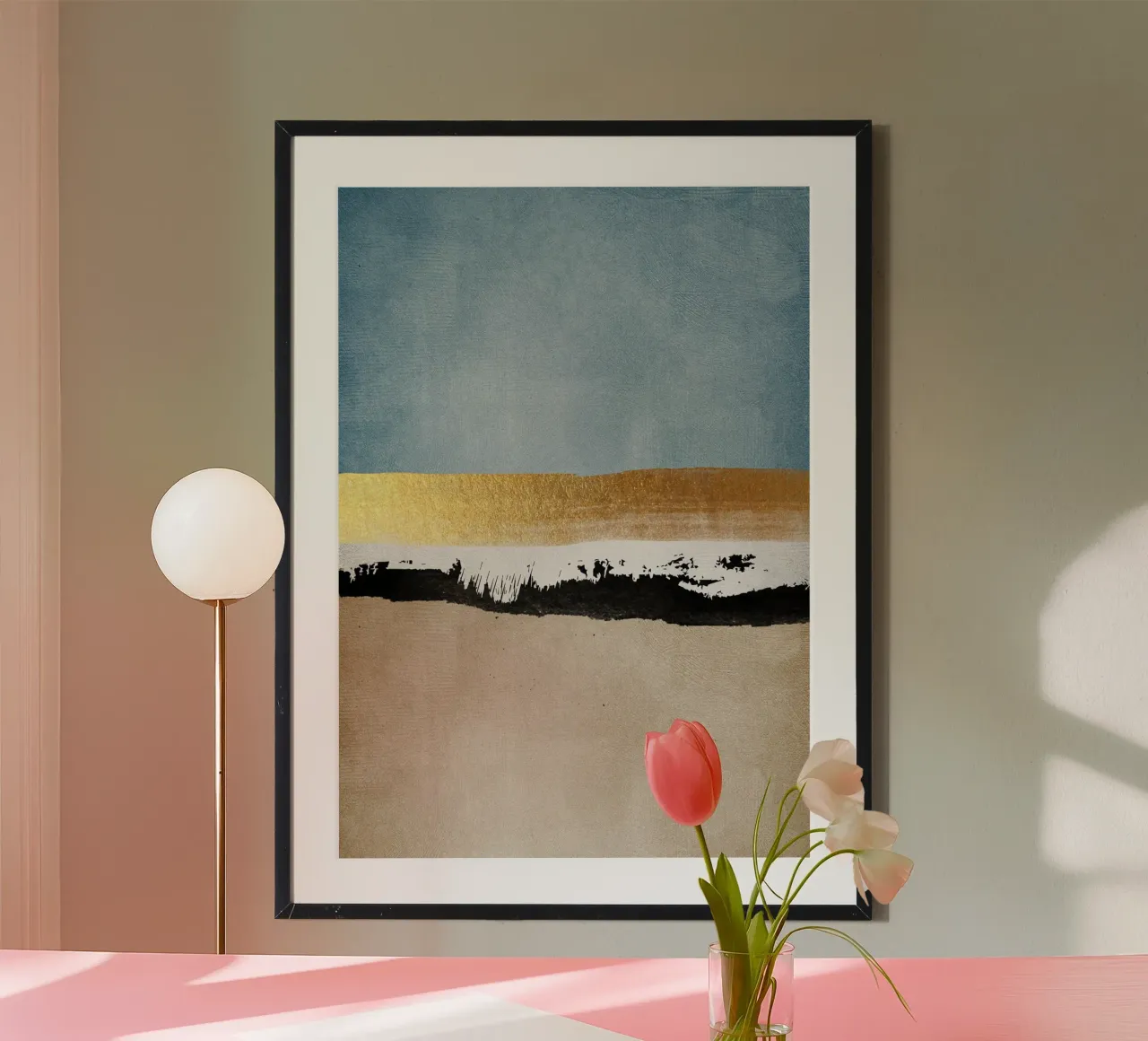 abstract waves with black brushstroke carta hahnemühle da vintageshop