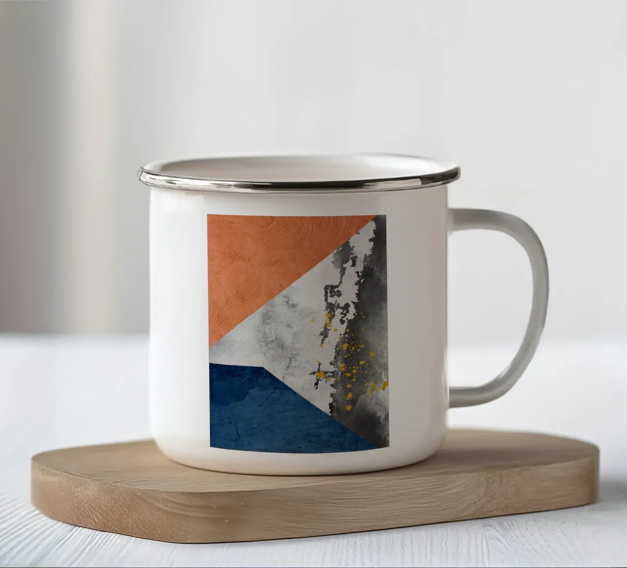 abstract geometric blue tazza in smalto da vintageshop