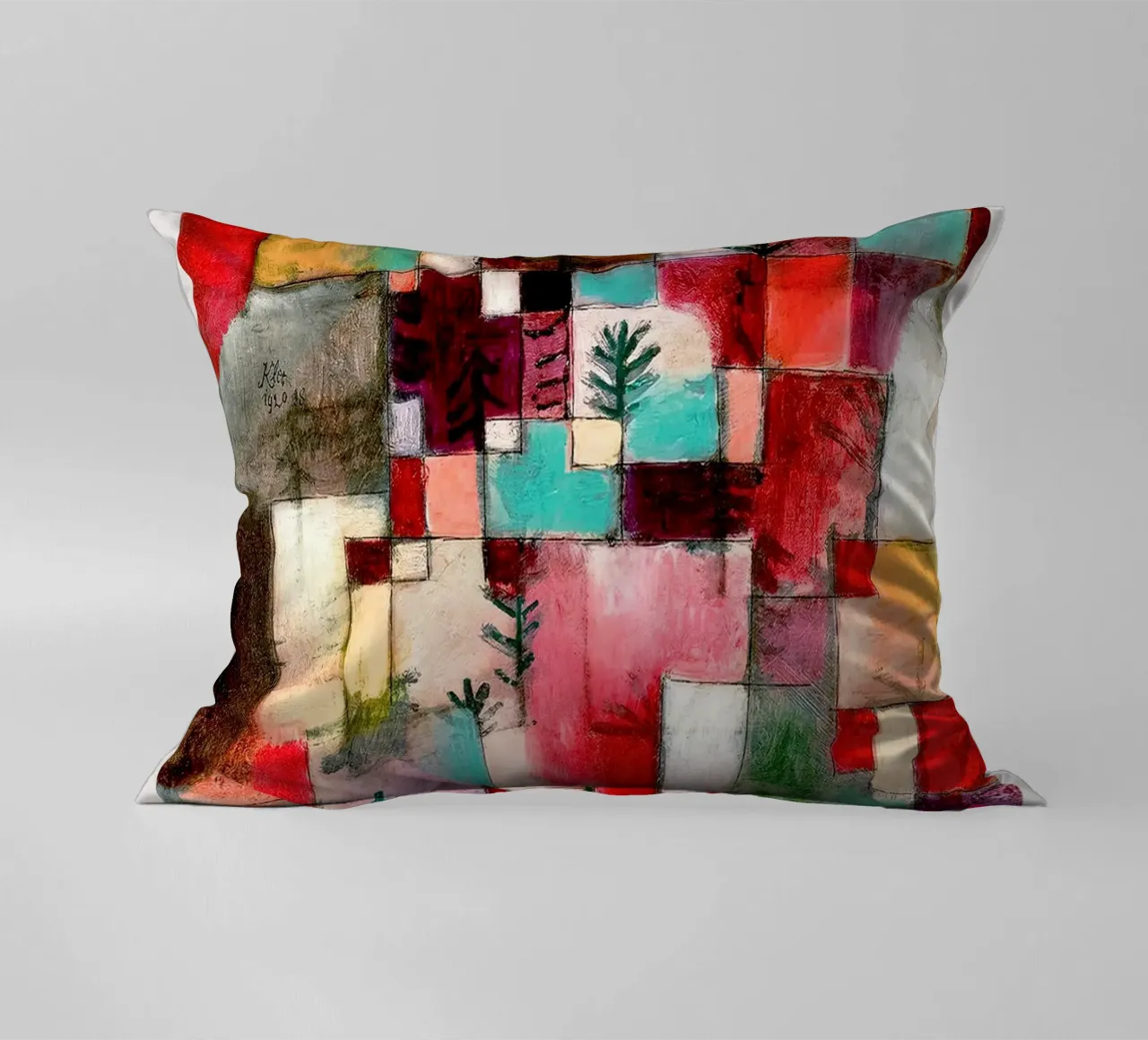Paul Klee Rythmes rouge-vert-violet-jaune 1920 coussin de Lile Shop