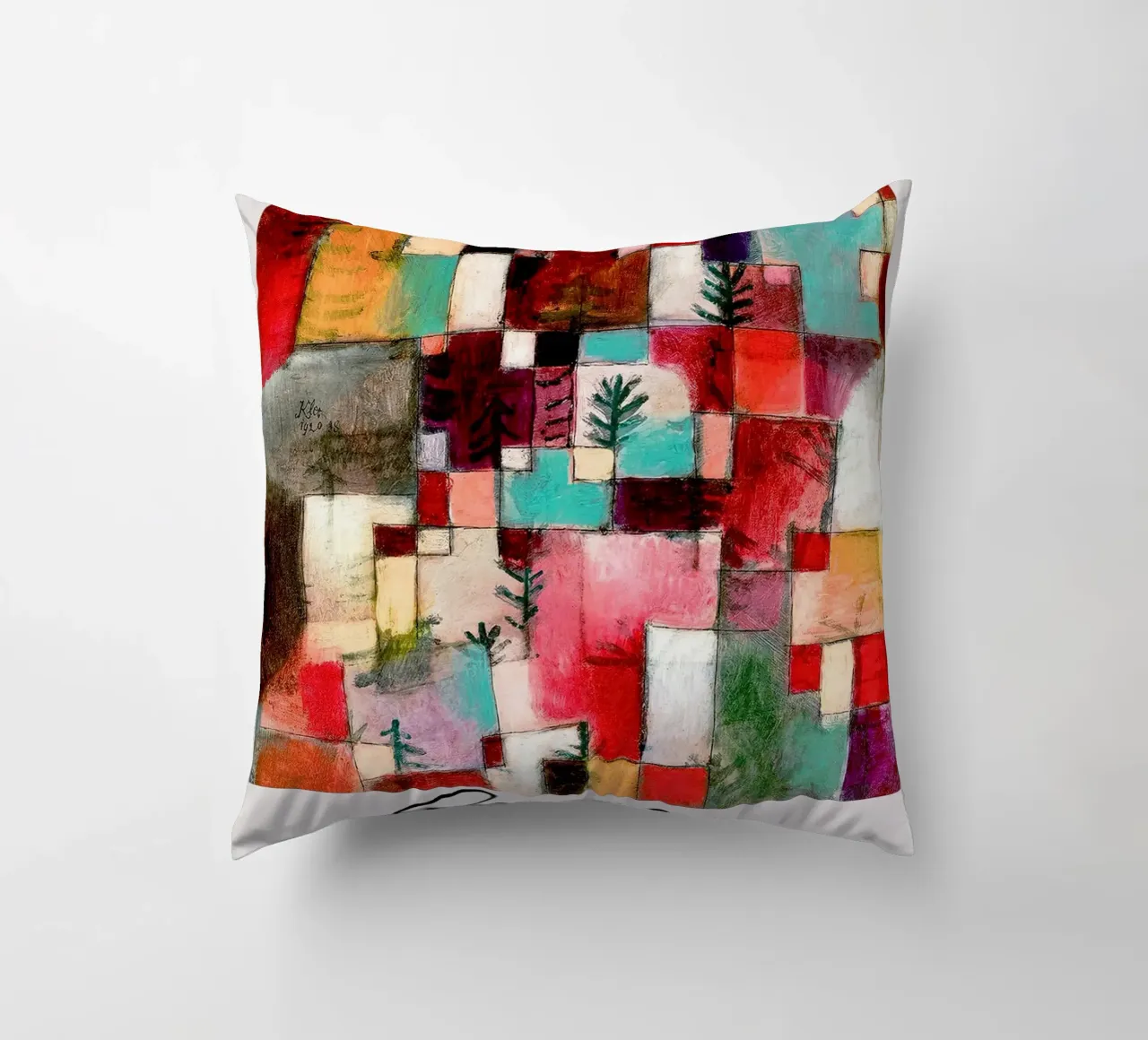 Paul Klee Rythmes rouge-vert-violet-jaune 1920 coussin de Lile Shop