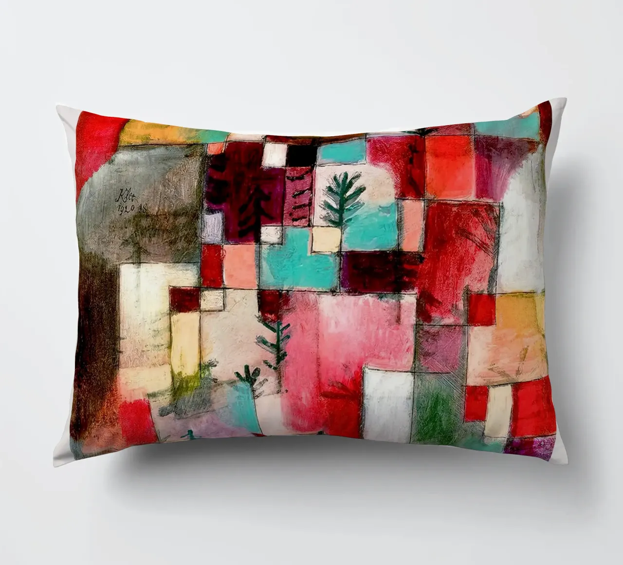 Paul Klee Rythmes rouge-vert-violet-jaune 1920 coussin de Lile Shop