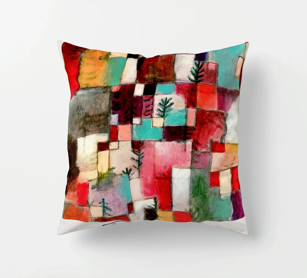 Paul Klee Rythmes rouge-vert-violet-jaune 1920 coussin de Lile Shop