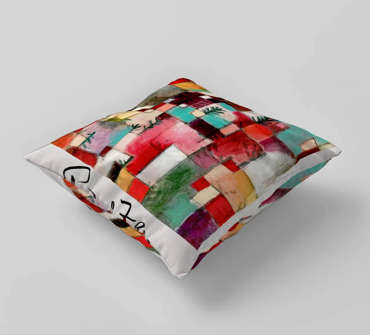 Paul Klee Rythmes rouge-vert-violet-jaune 1920 coussin de Lile Shop