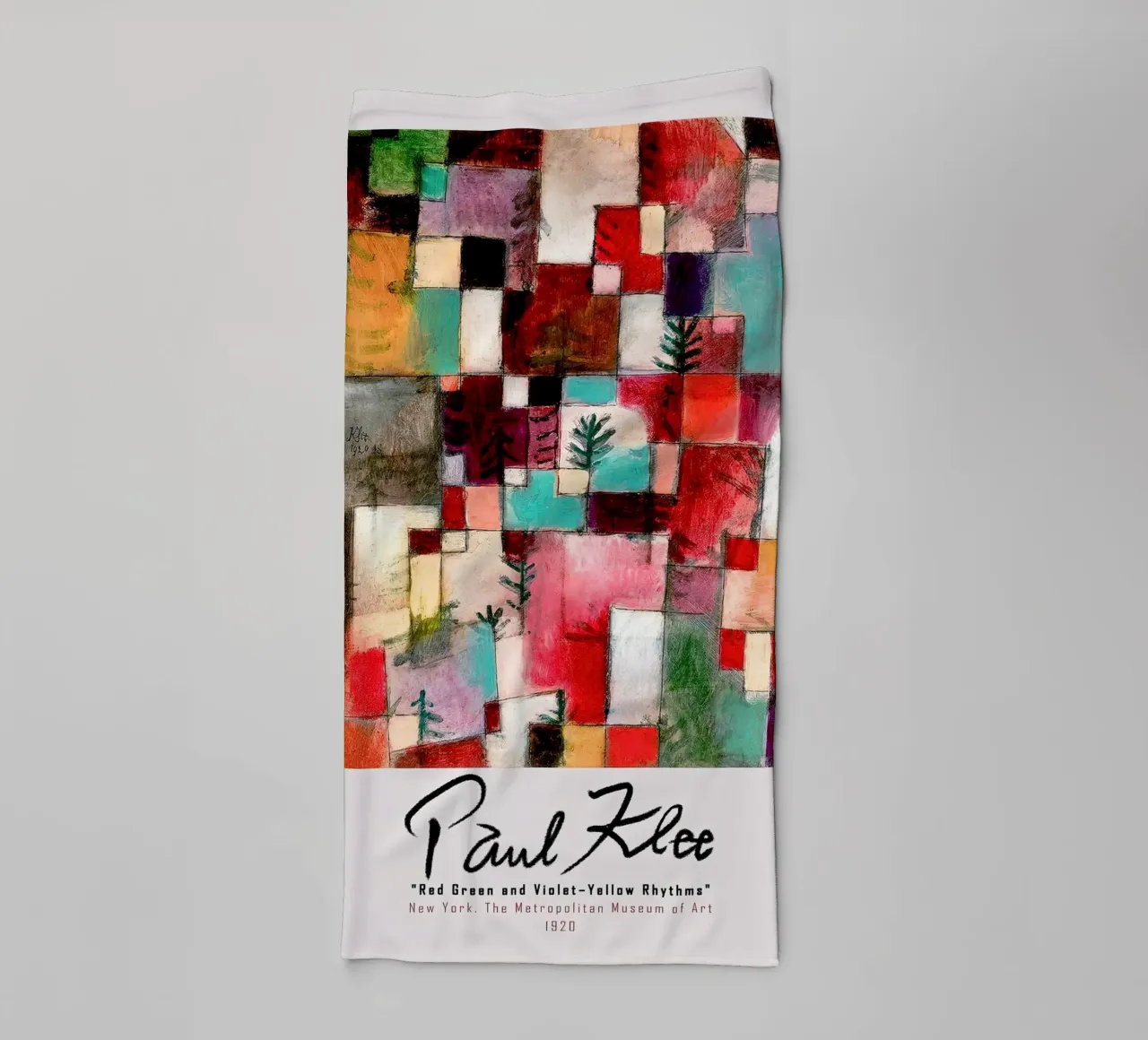 Paul Klee Rythmes rouge-vert-violet-jaune 1920 serviette de bain de Lile Shop