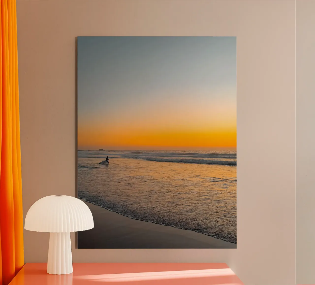 Sunset Surf II – Into the Golden Waves alluminio dibond da Thilo Grøsch