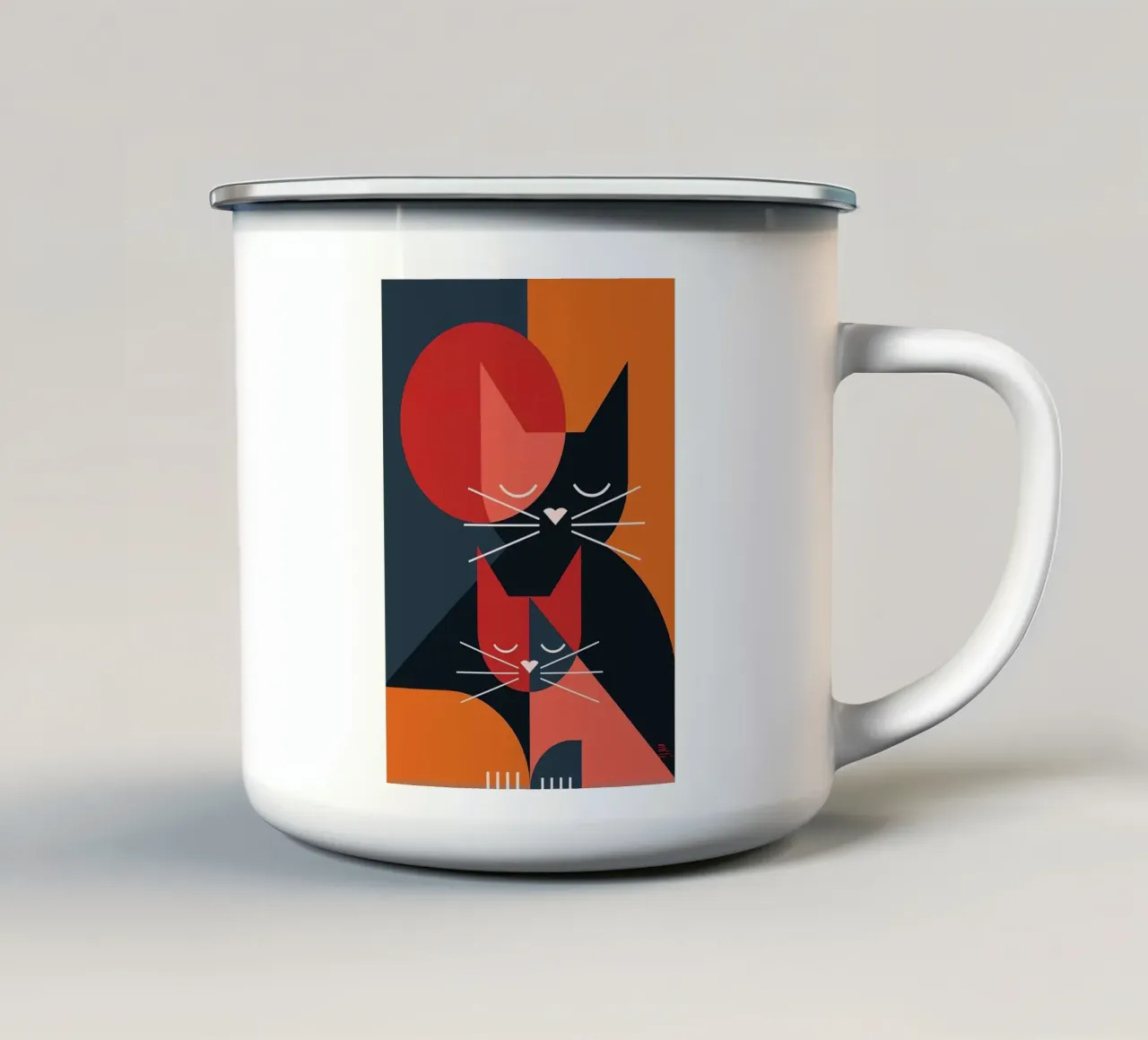 Gatto innamorato tazza in smalto da Arjun