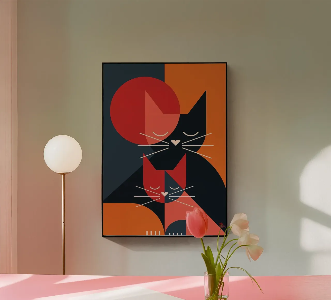 Cat In Love acrylic glass by Arjun