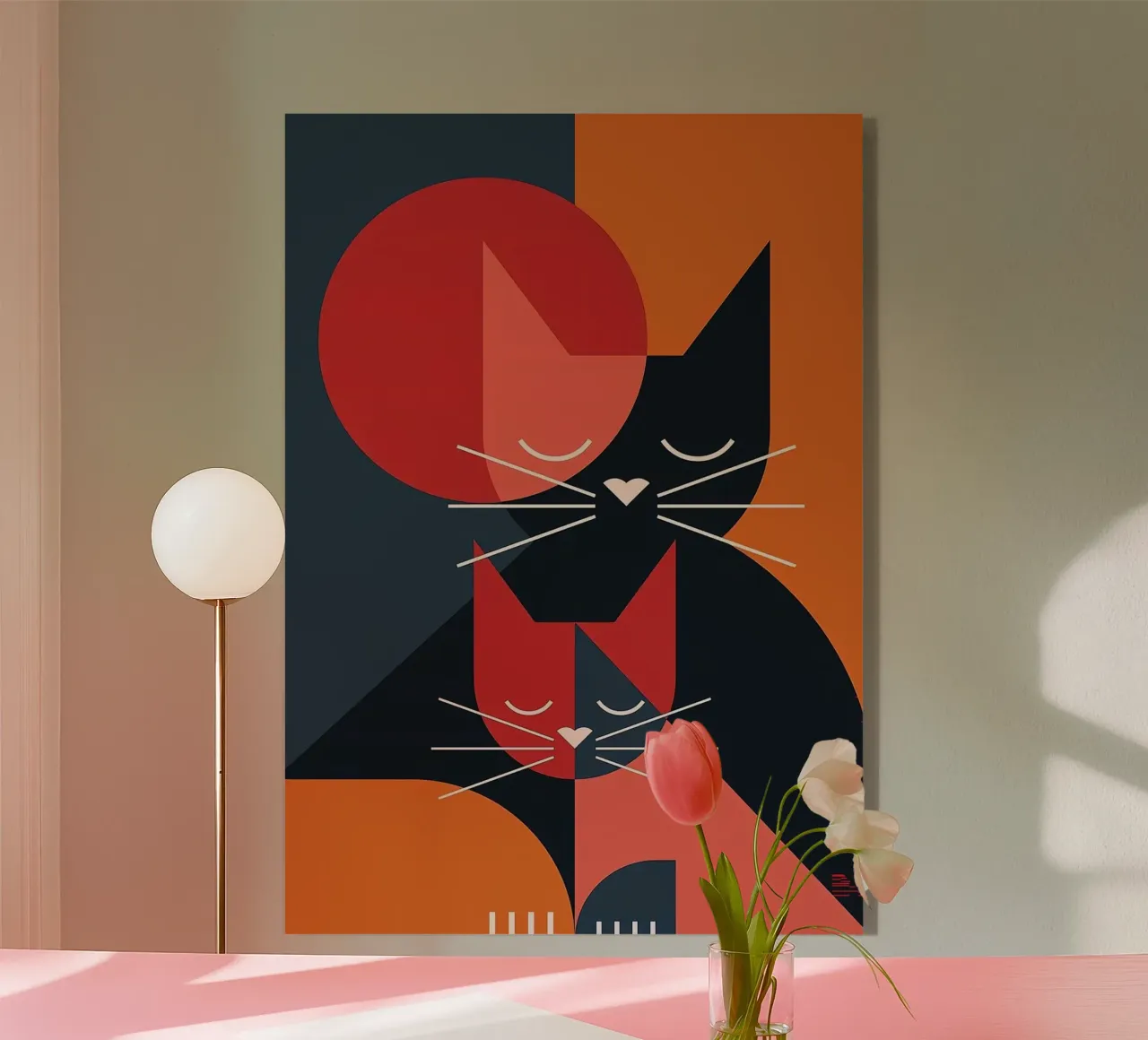 Cat In Love acrylic glass by Arjun