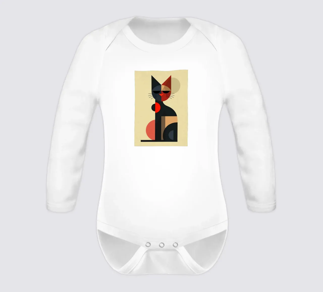 Geometric Cat long-sleeve baby romper by Arjun