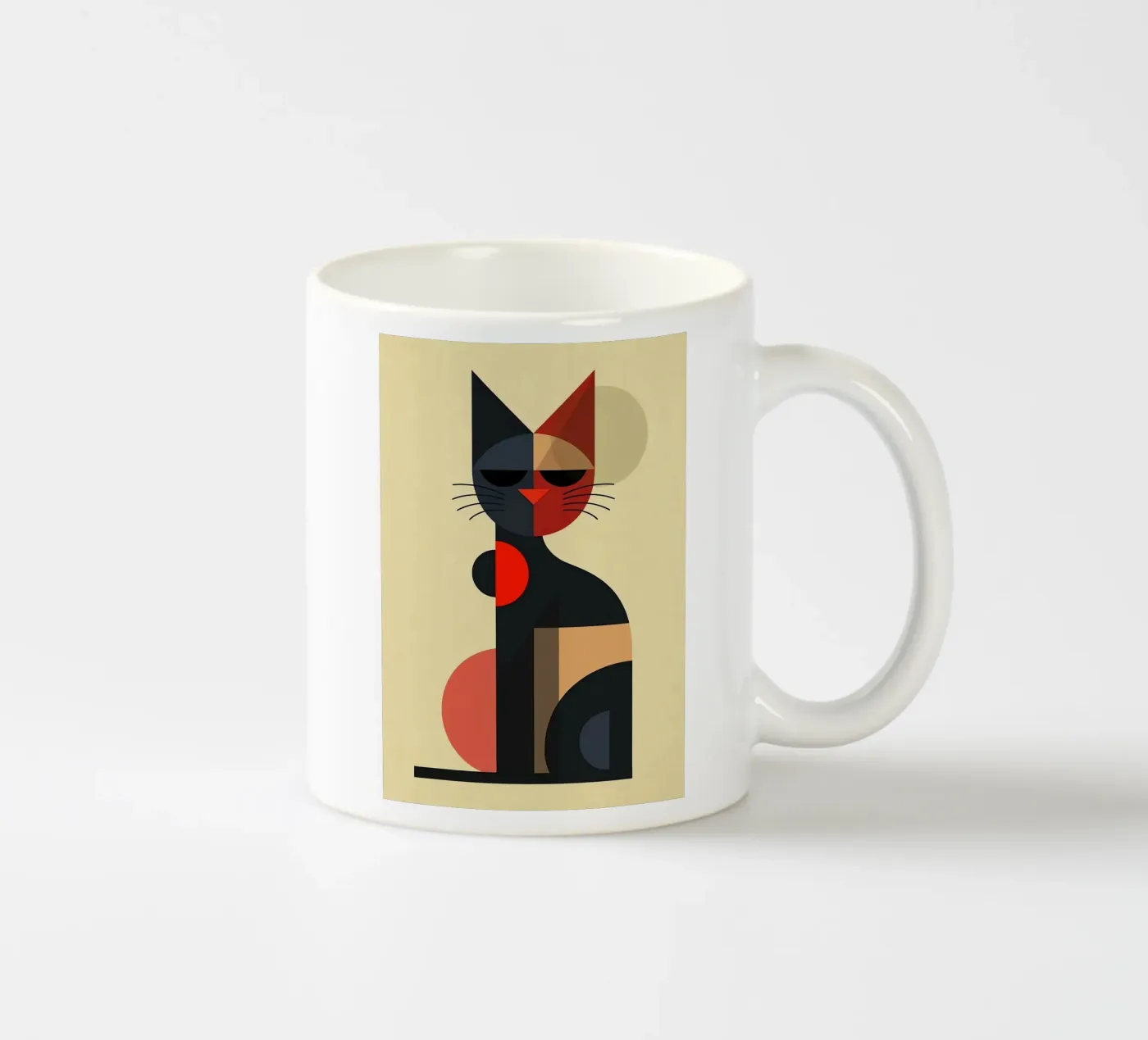 Geometric Cat ceramic mug by Arjun