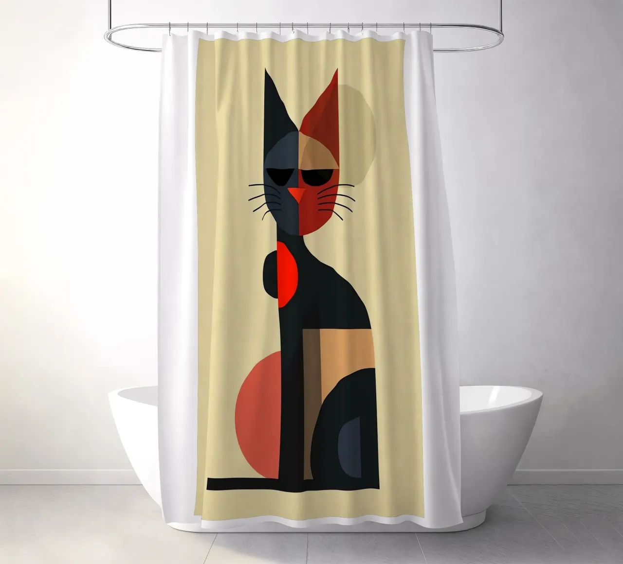 Gatto geometrico tenda da doccia da Arjun