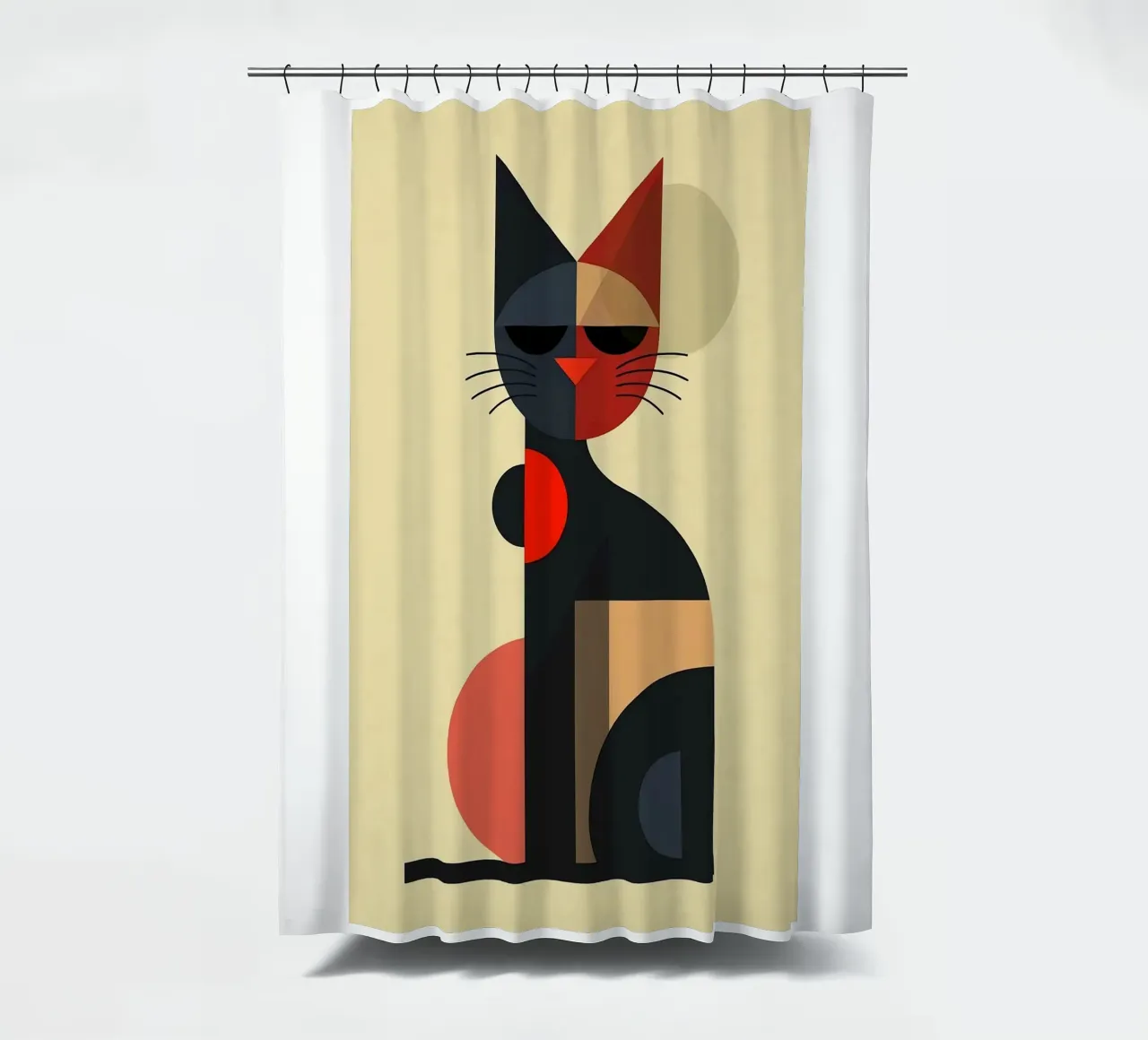 Gatto geometrico tenda da doccia da Arjun