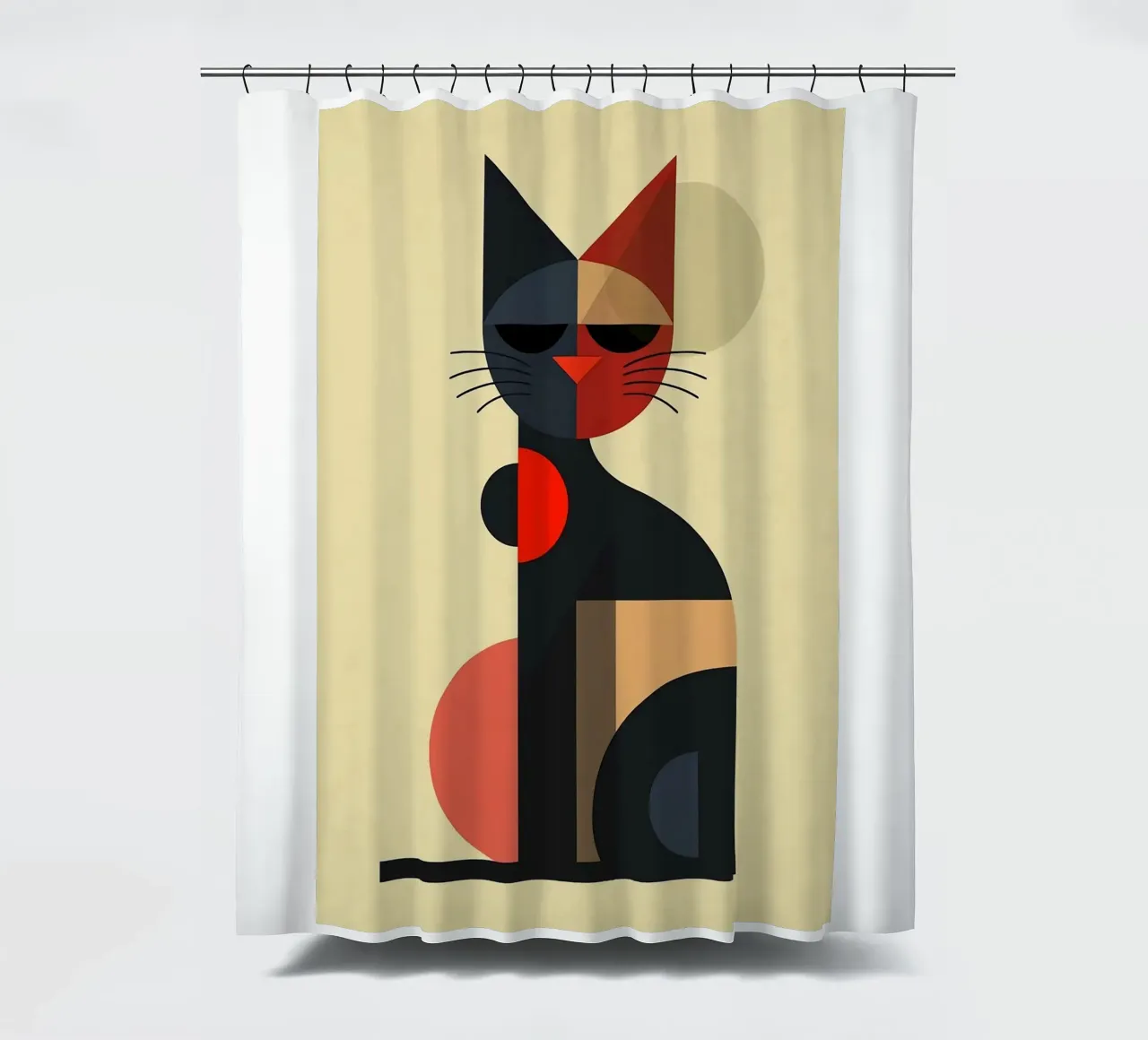 Gatto geometrico tenda da doccia da Arjun