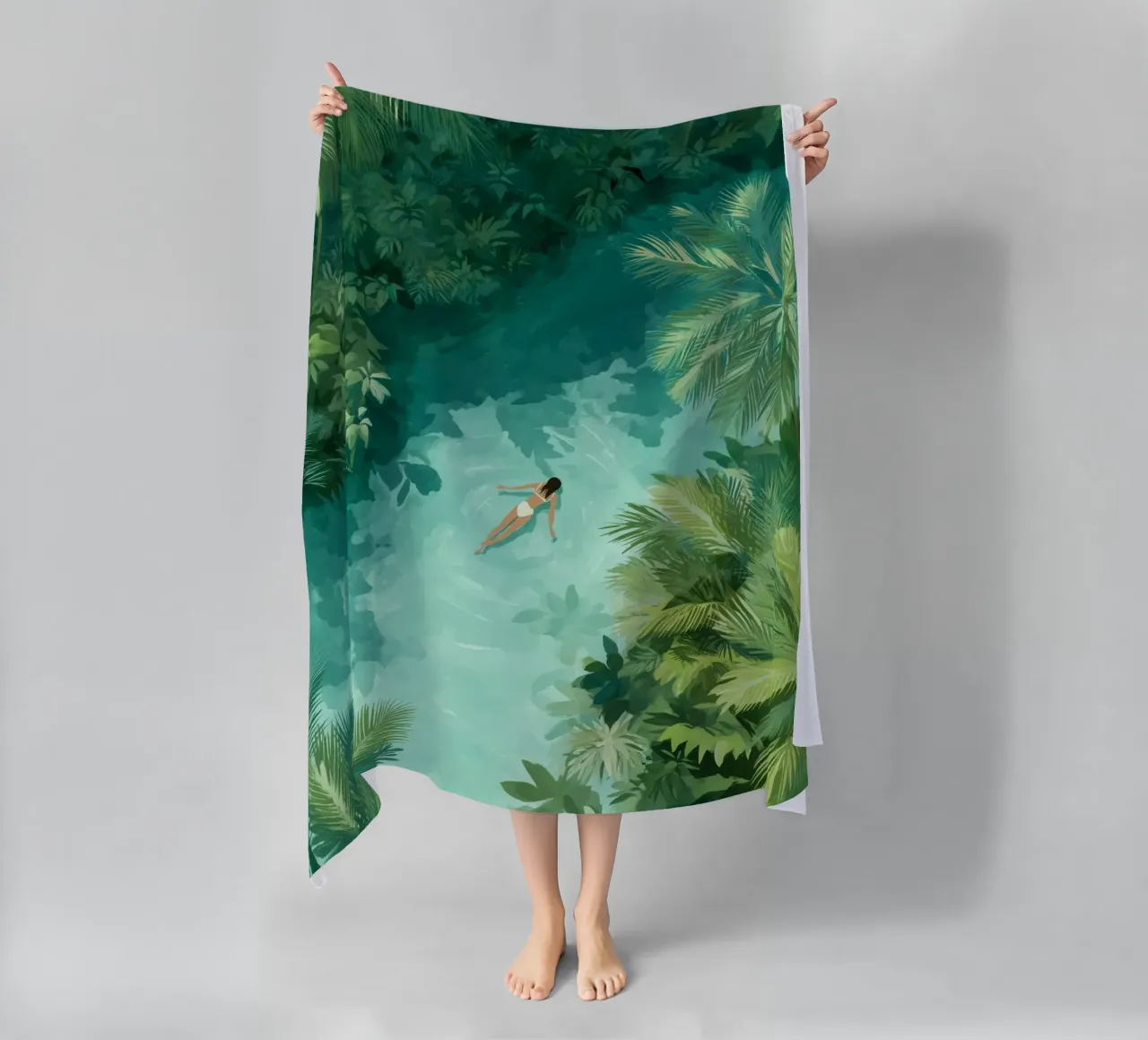 She Dreamt in Aquamarine beach towel by Clara August