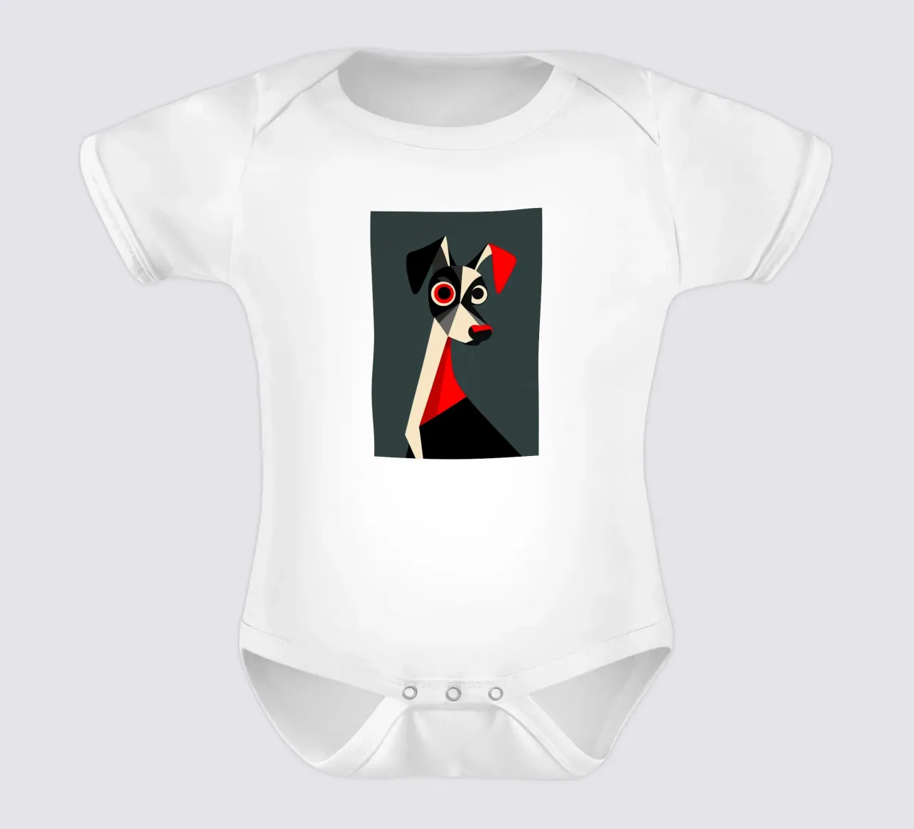 Geometric Dog short-sleeve baby romper by Arjun
