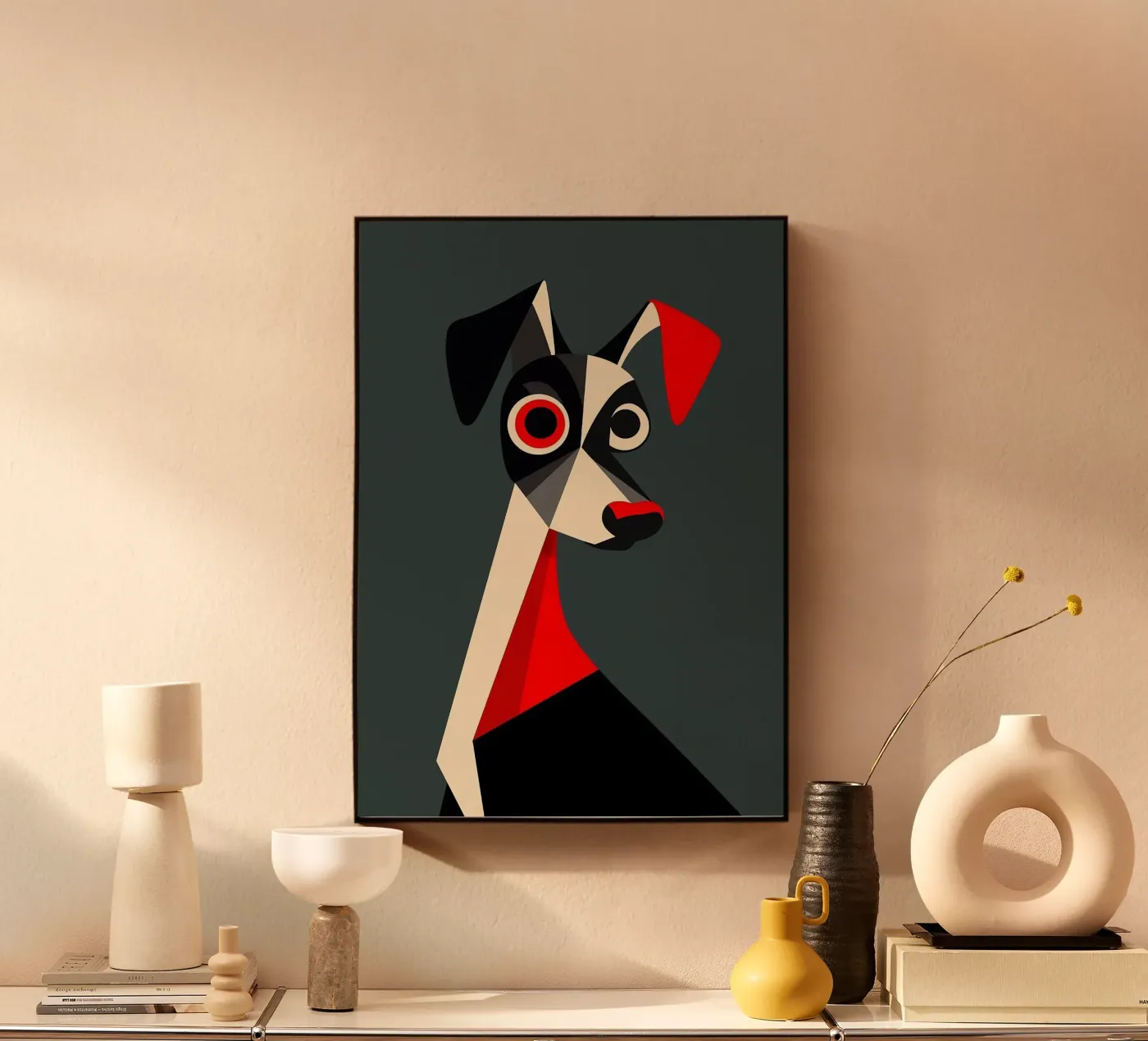 Geometrischer Hund Acryl-Glas von Arjun