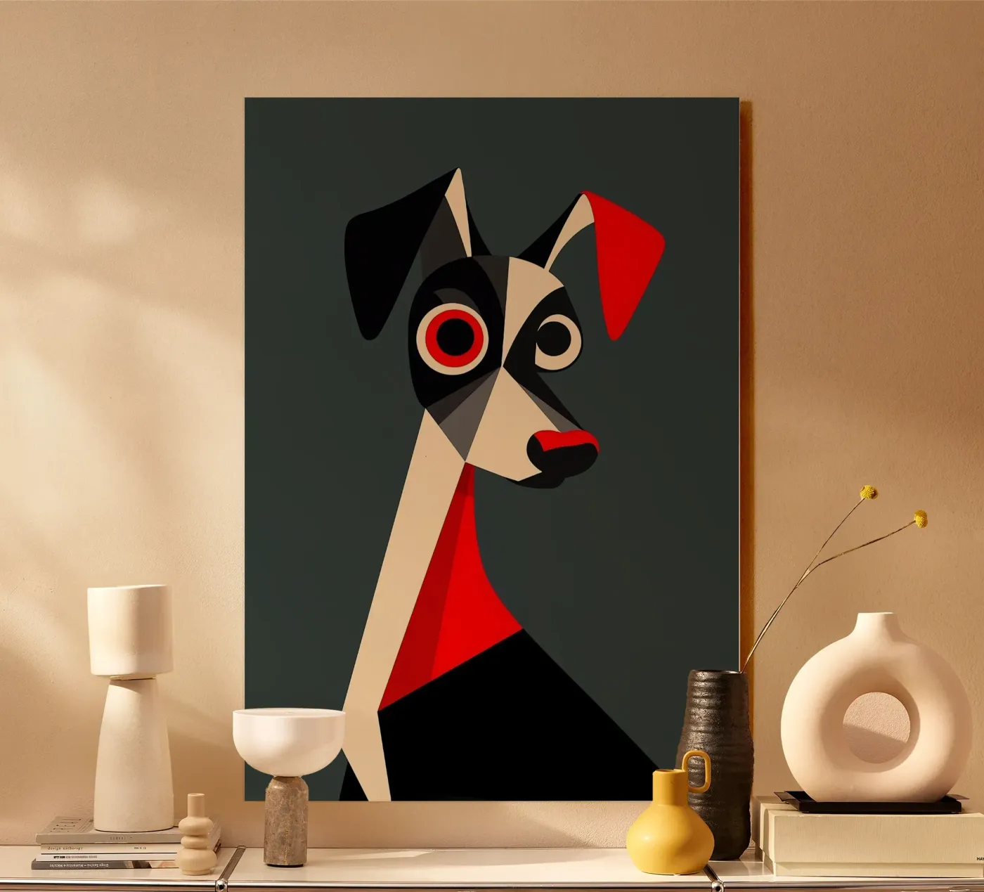 Geometrischer Hund Acryl-Glas von Arjun