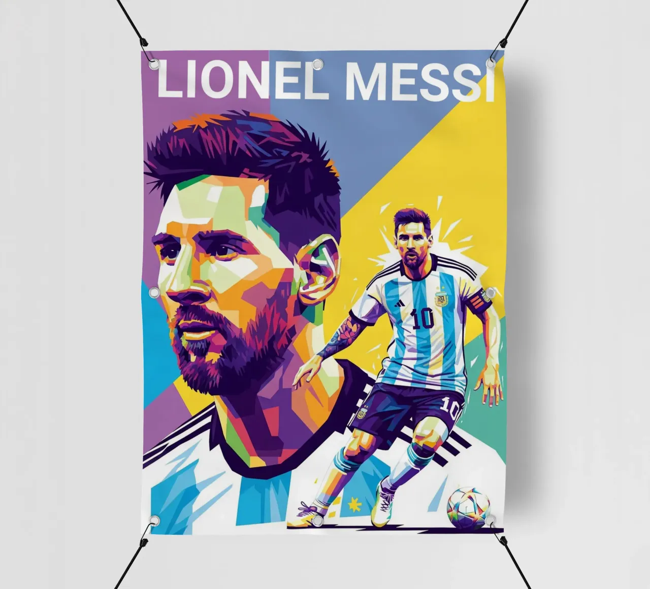 Lionel Messi - WPAP art style 4 telo in pvc da Hantamrata