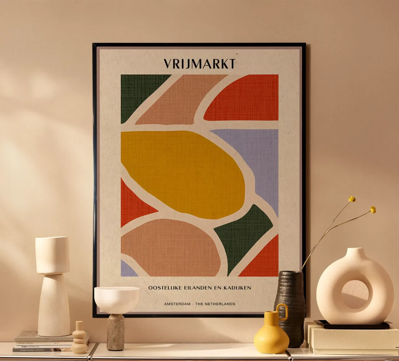 Mercato delle pulci di Amsterdam poster con telaio in alluminio da Amanda Studio