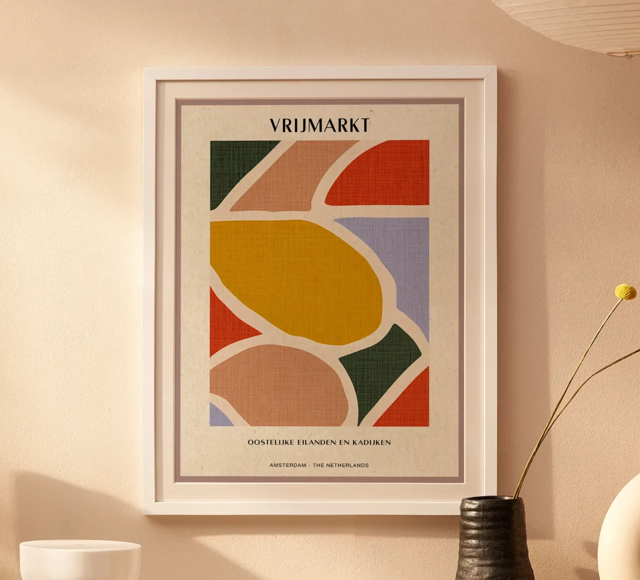 Mercato delle pulci di Amsterdam poster con telaio in alluminio da Amanda Studio