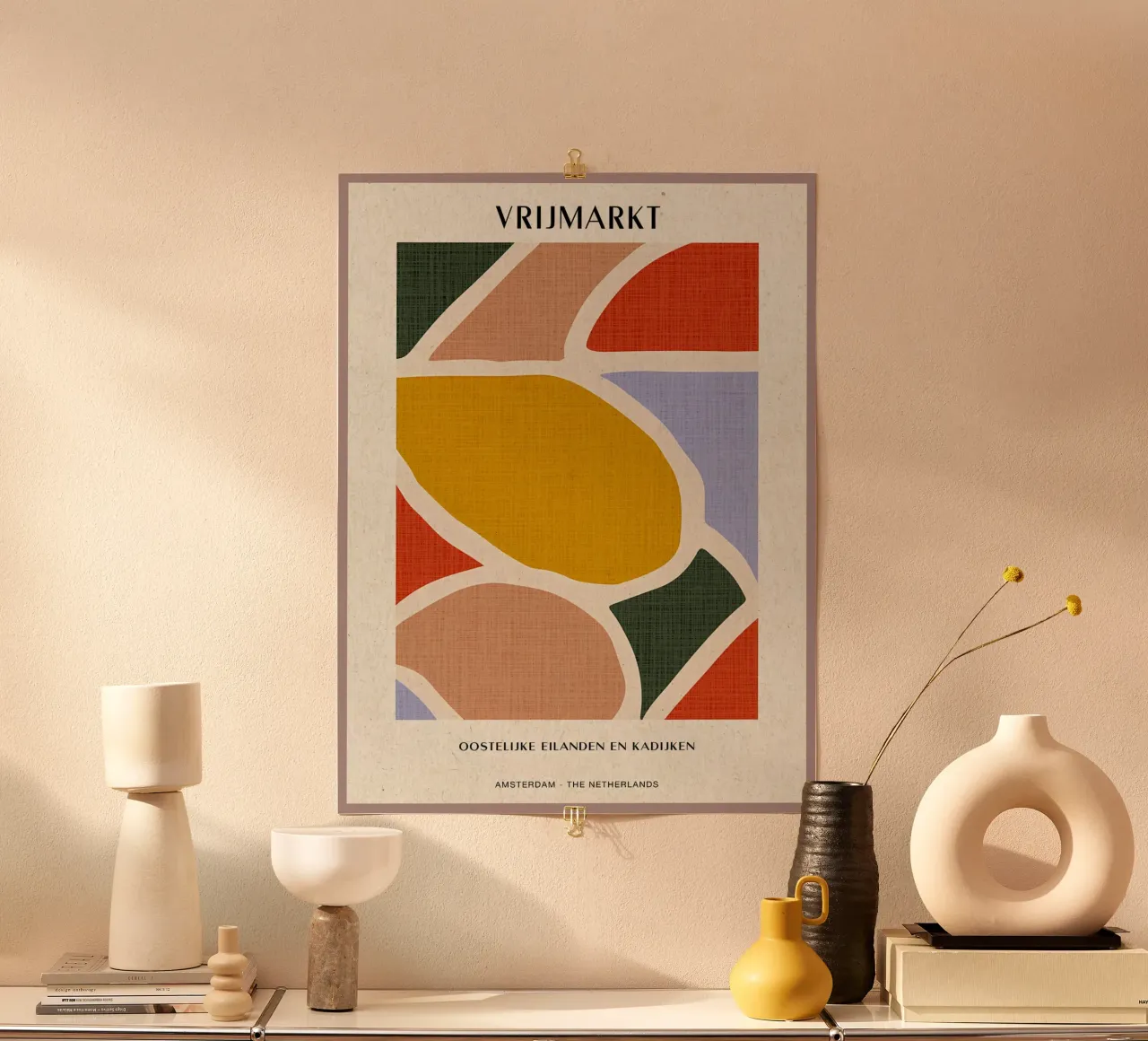 Mercato delle pulci di Amsterdam poster con telaio in alluminio da Amanda Studio