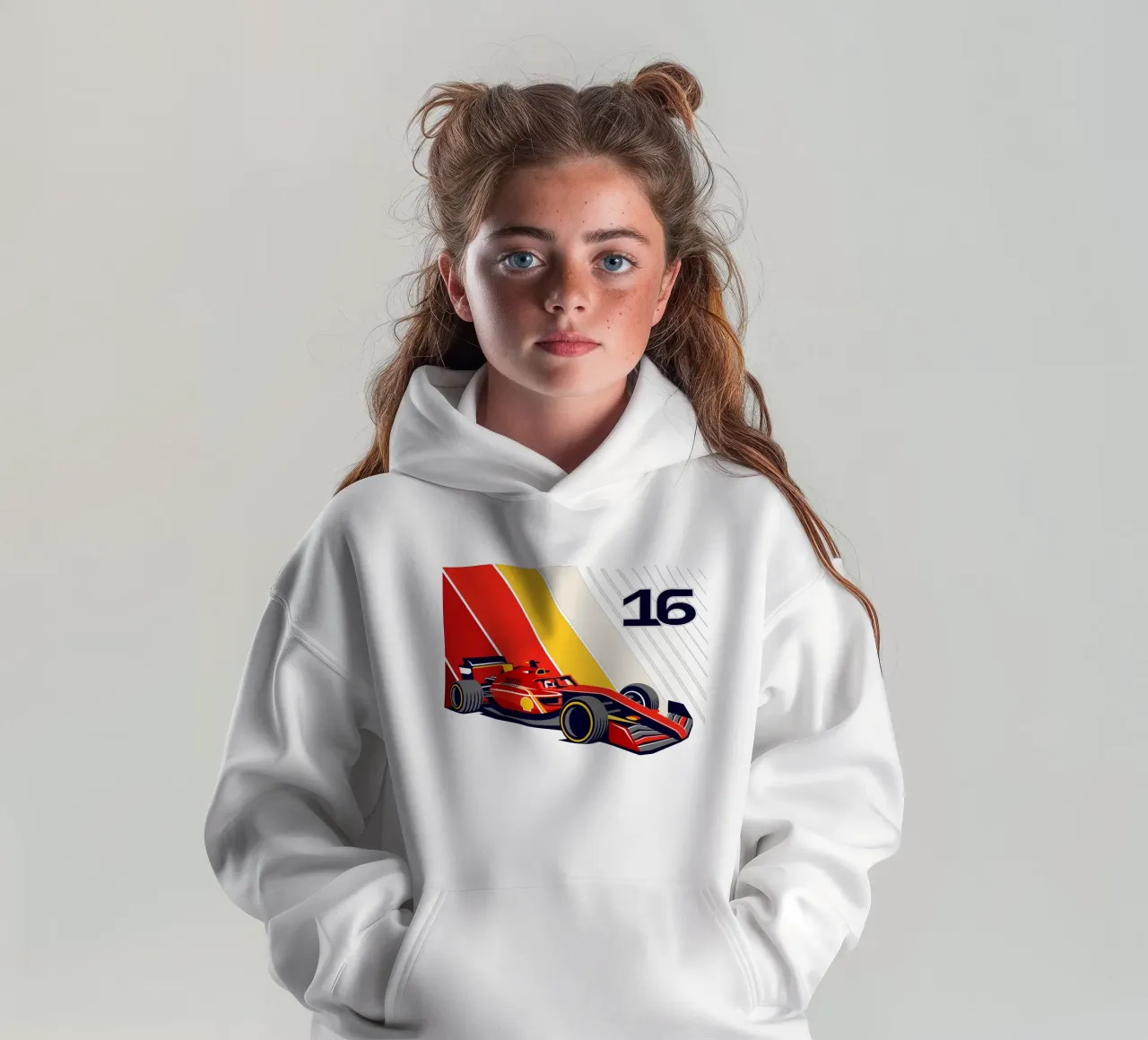 Formula Race Car 16 kids hoodie by Mariel Toigo