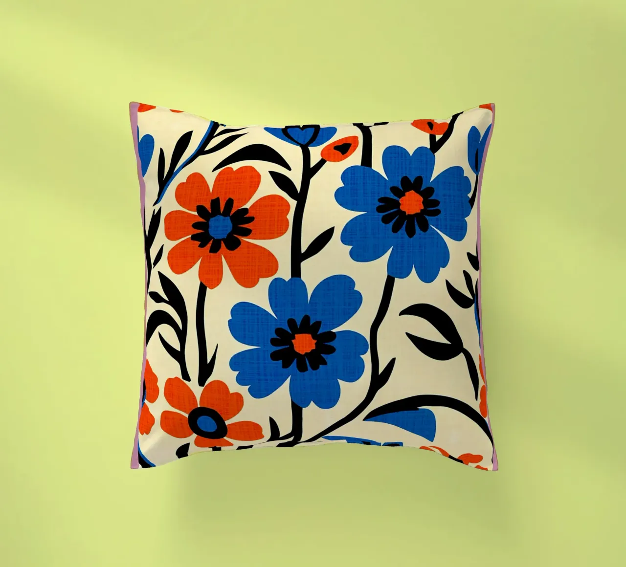 Fiori blu arancio cuscino da BobbyStudio