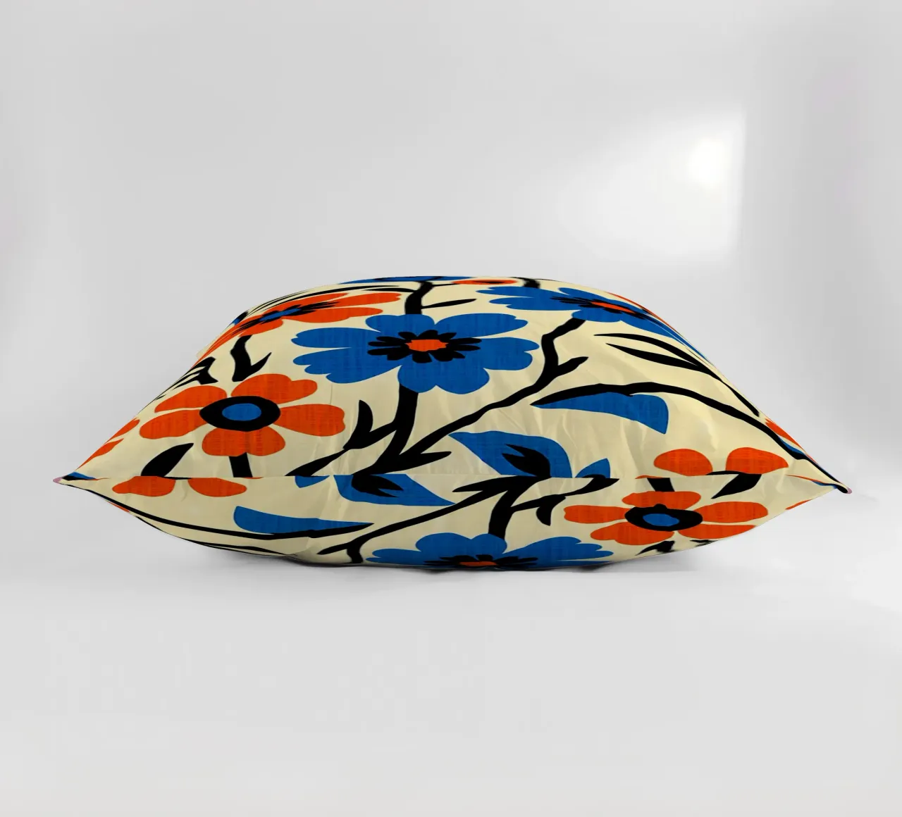 Fiori blu arancio cuscino da BobbyStudio