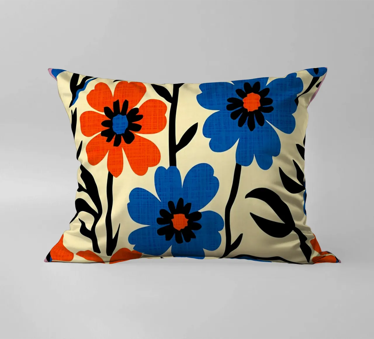Fiori blu arancio cuscino da BobbyStudio