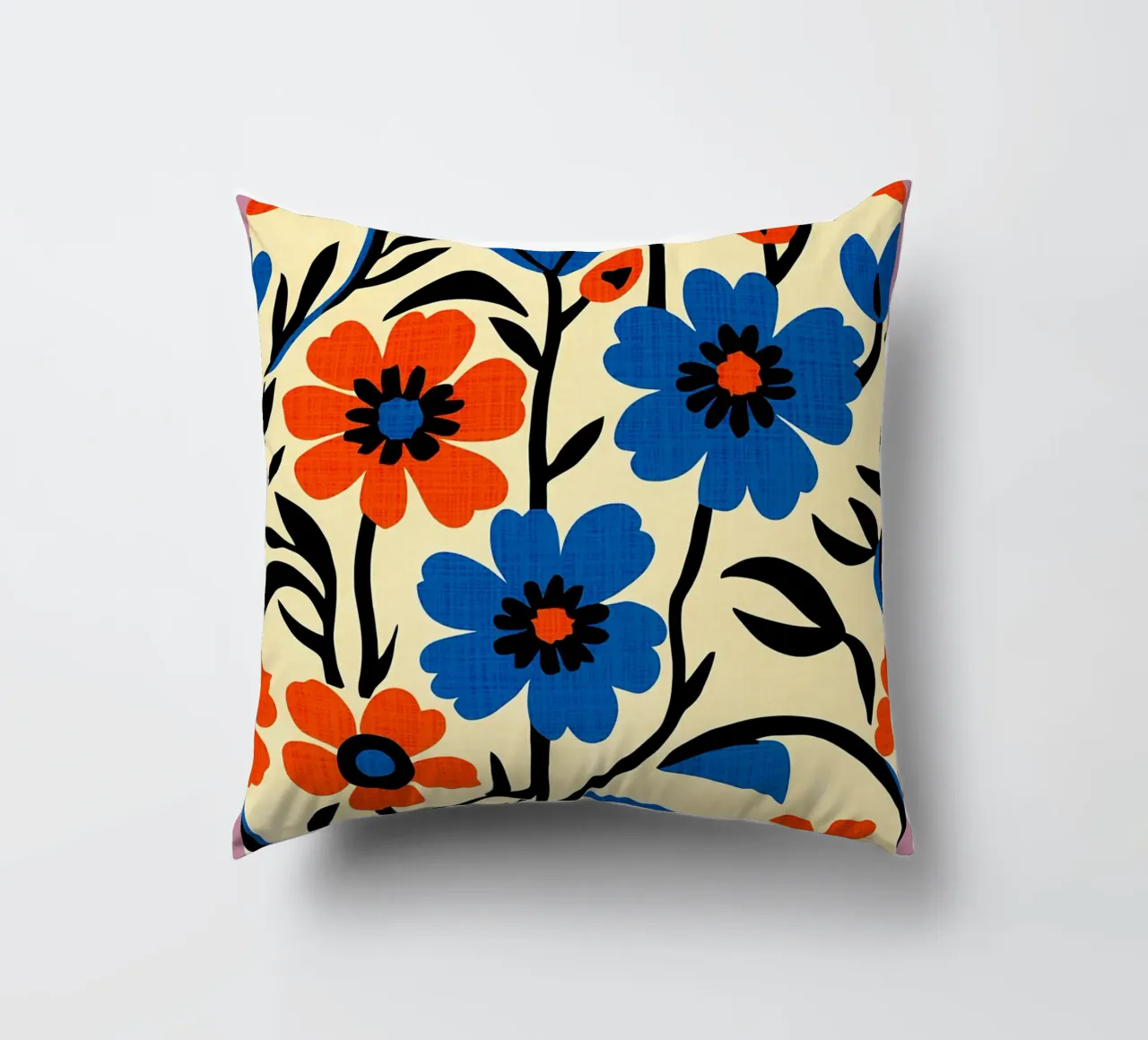 Fiori blu arancio cuscino da BobbyStudio