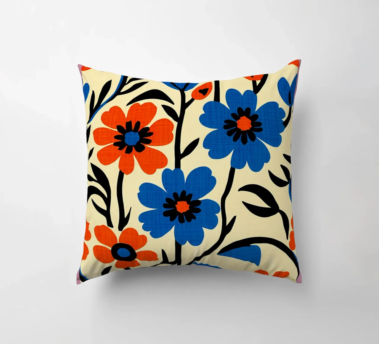 Fiori blu arancio cuscino da BobbyStudio