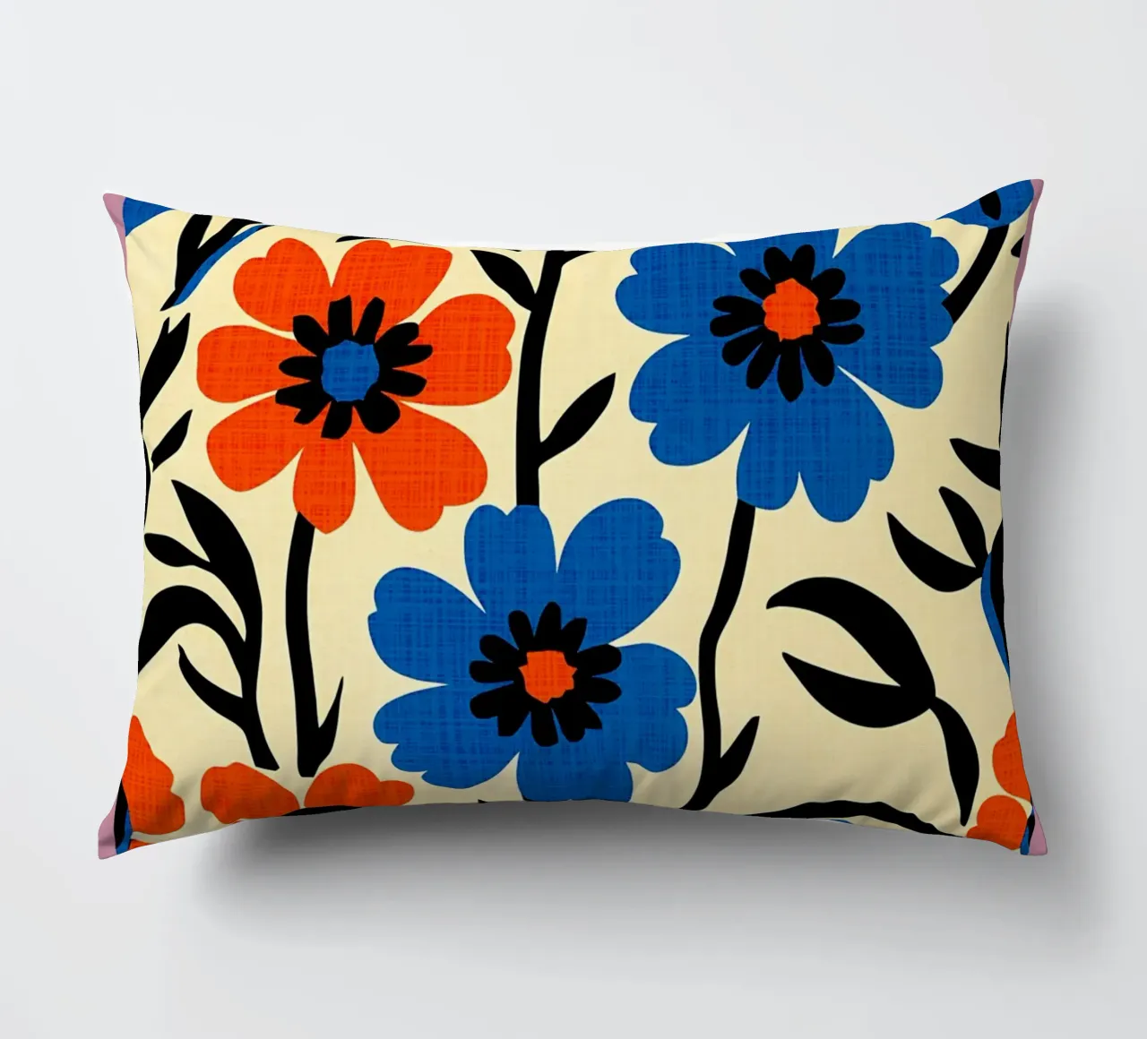 Fiori blu arancio cuscino da BobbyStudio