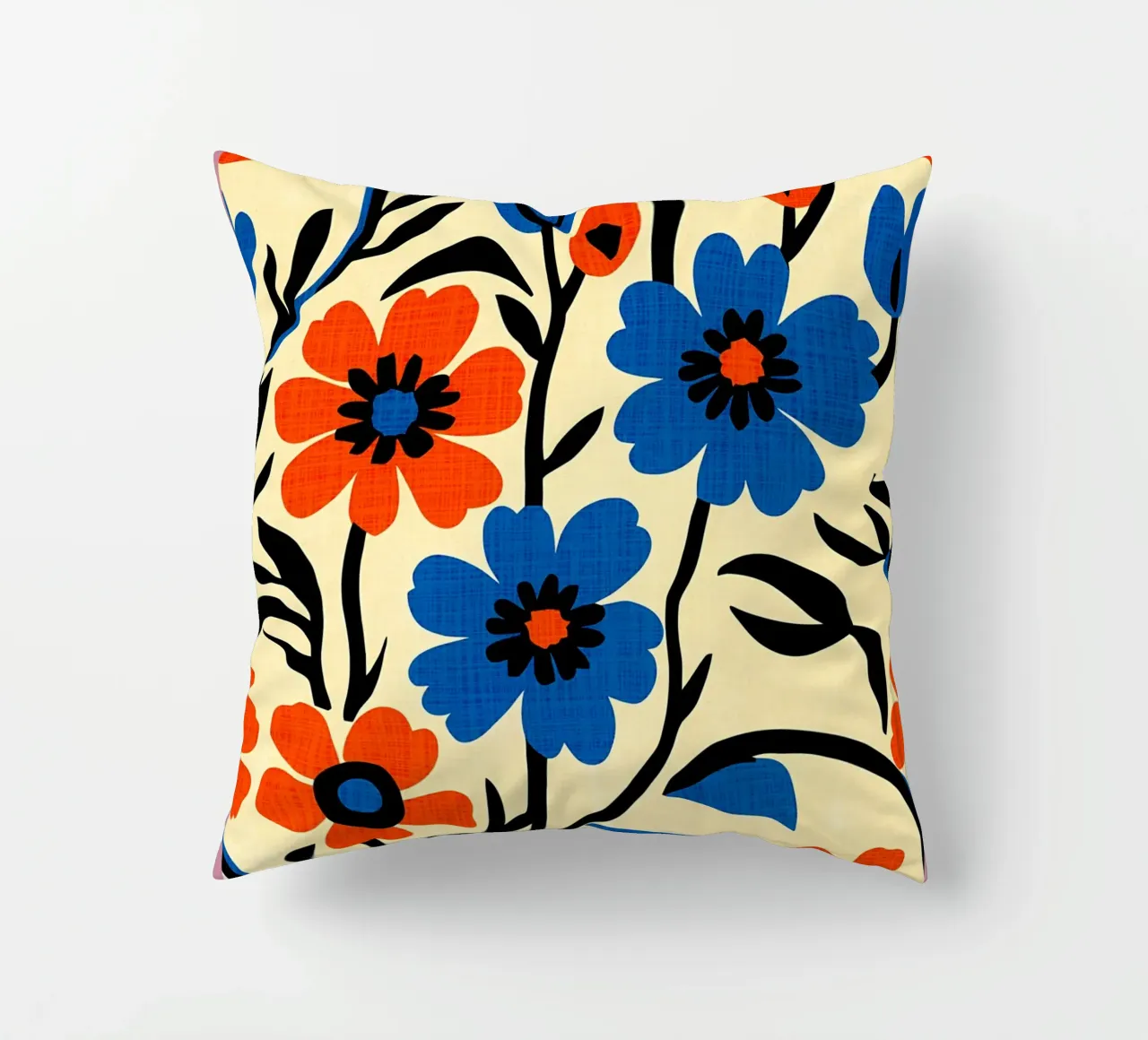 Fiori blu arancio cuscino da BobbyStudio