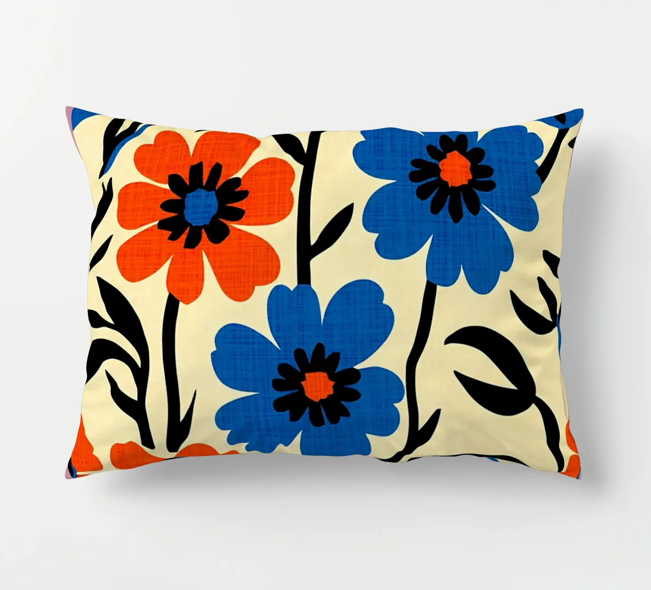 Fiori blu arancio cuscino da BobbyStudio