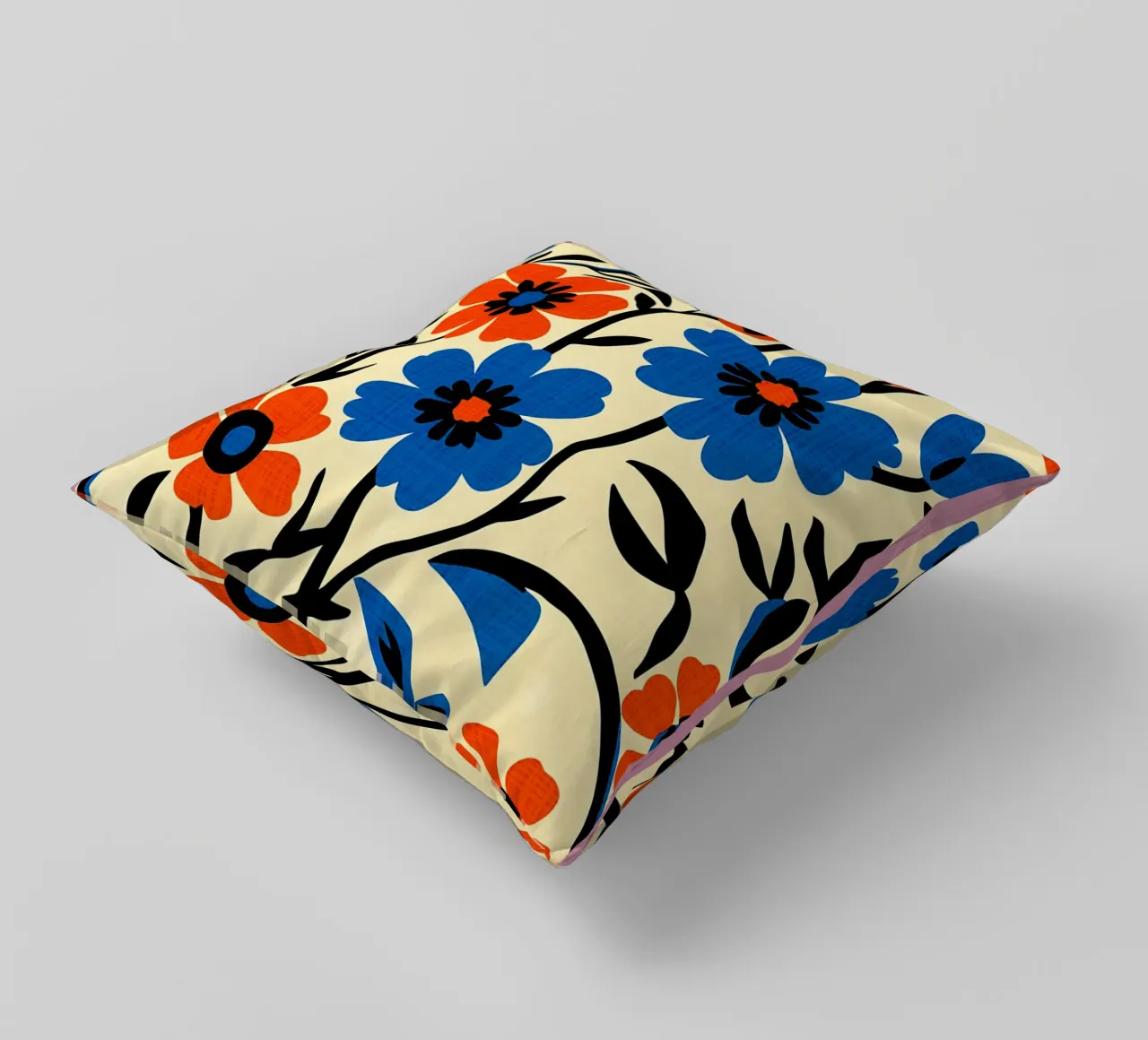 Fiori blu arancio cuscino da BobbyStudio