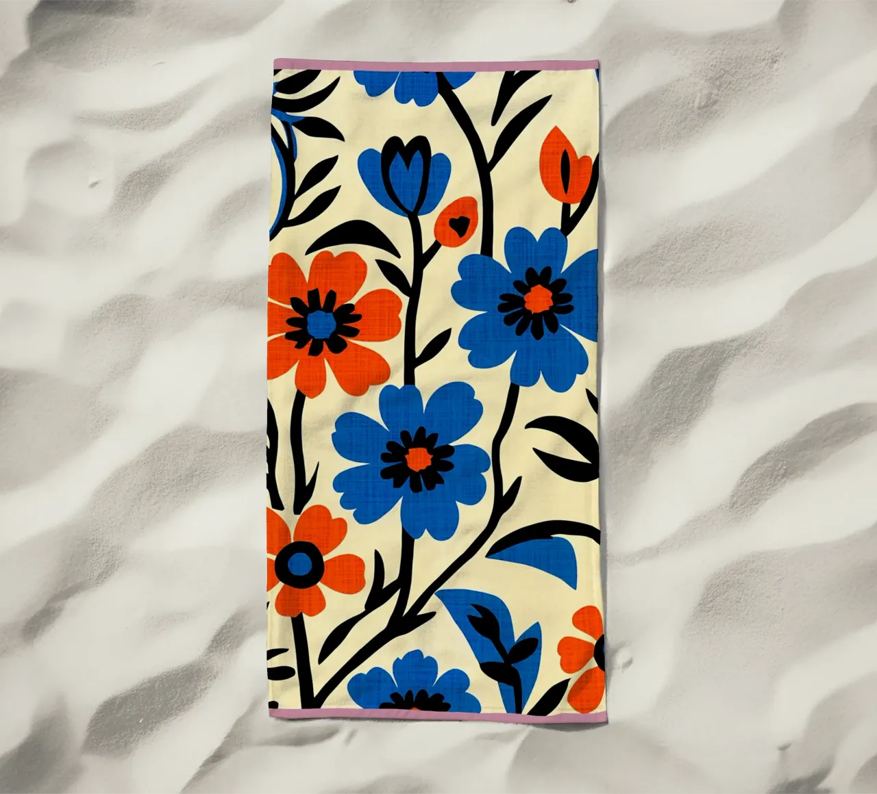 Fiori blu arancio telo mare da BobbyStudio