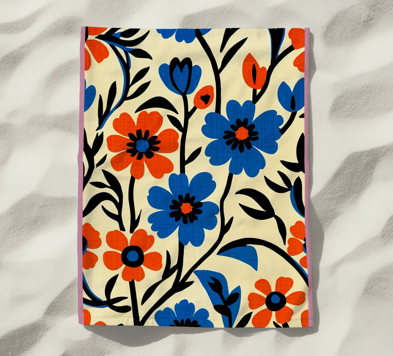 Fiori blu arancio telo mare da BobbyStudio